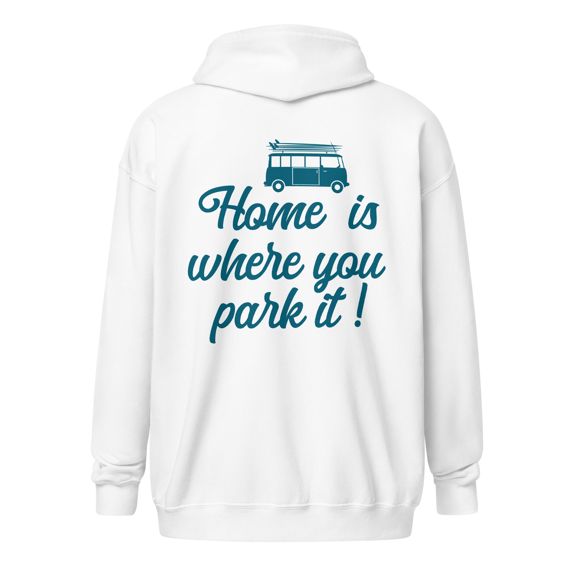 Unisex heavy blend zip hoodie Blue Surf Combi Home is where you park it