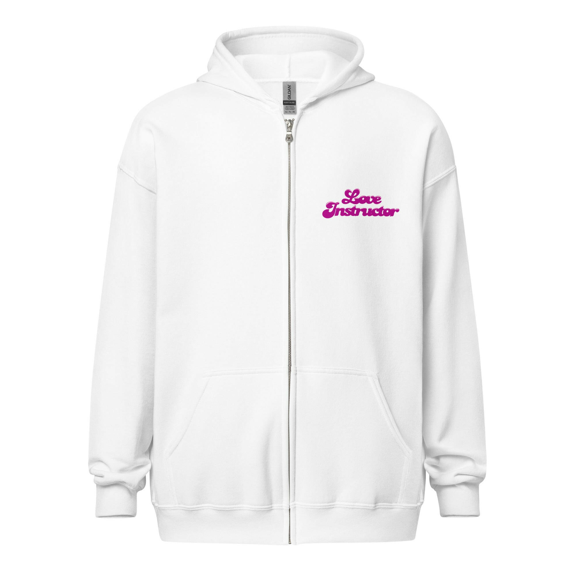 Unisex heavy blend zip hoodie Love Instructor First Lesson free (front & back)