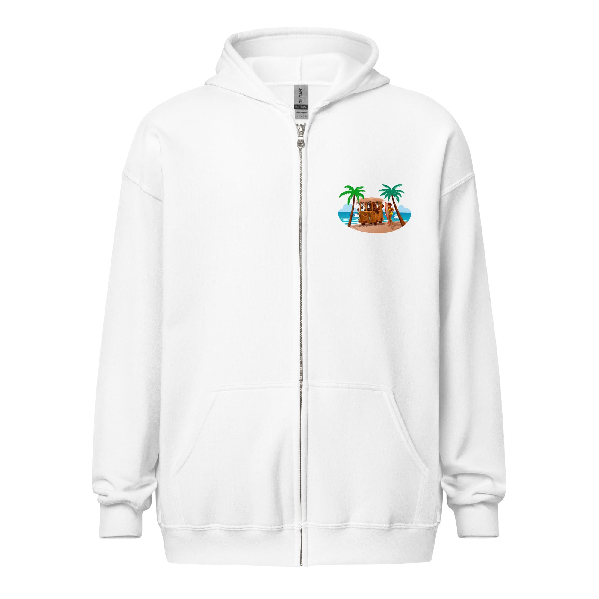 Unisex heavy blend zip hoodie Tiki Kombi (front & back)