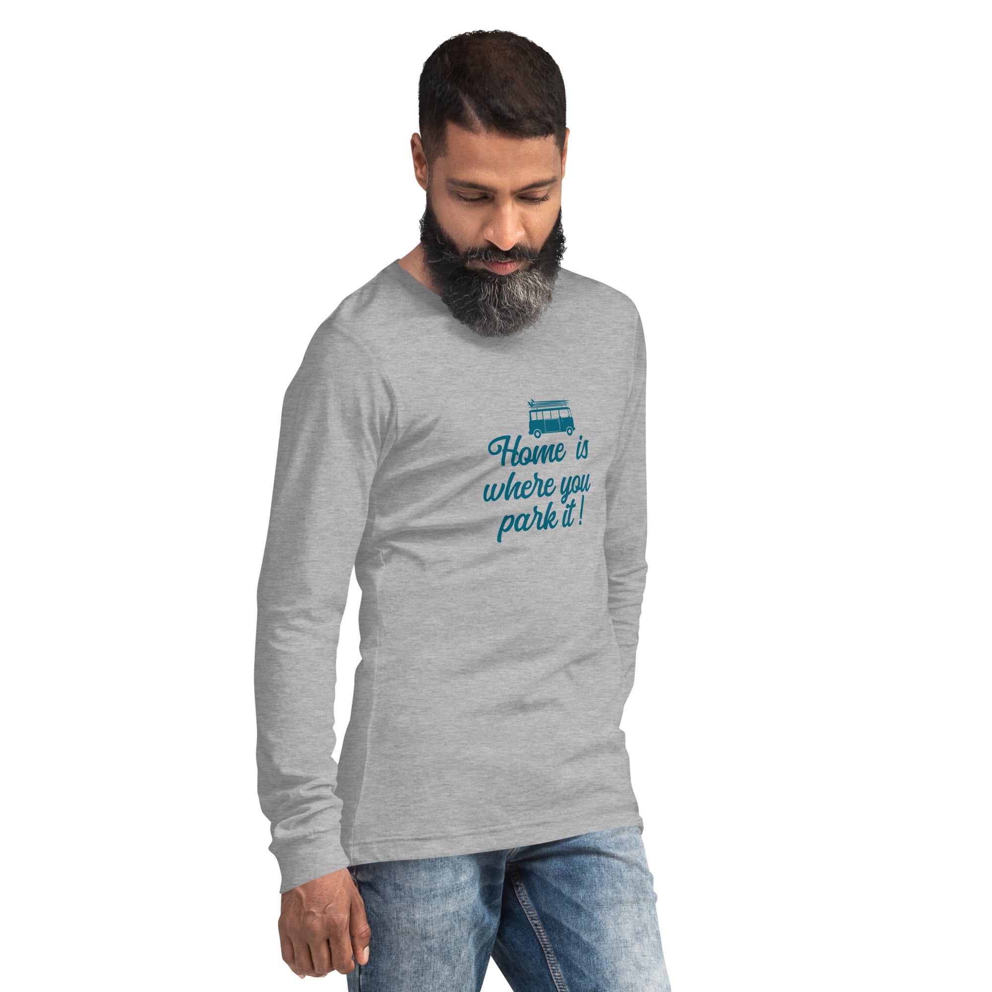 Unisex Long Sleeve Tee Blue Surf Combi Home is where you park it