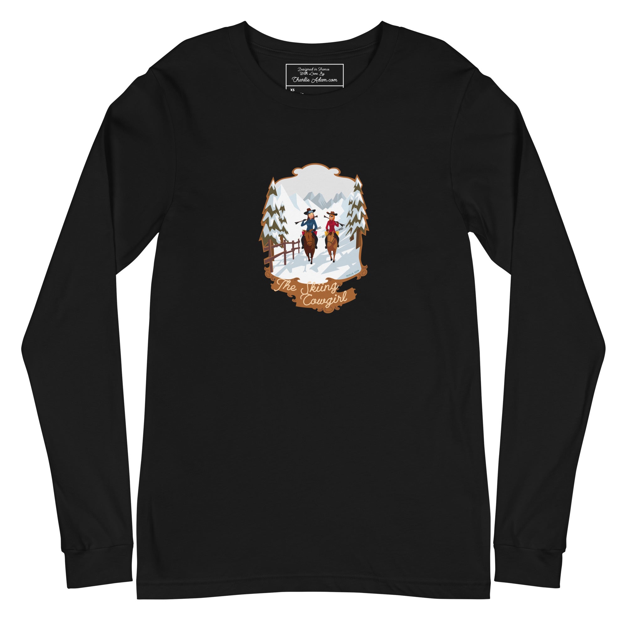 Unisex Long Sleeve Tee The Skiing Cowgirl