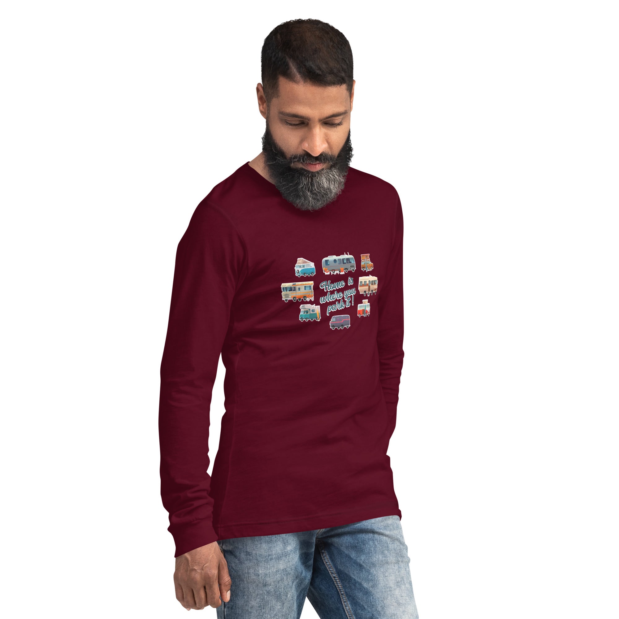 Unisex Long Sleeve Tee Square Vintage Campers