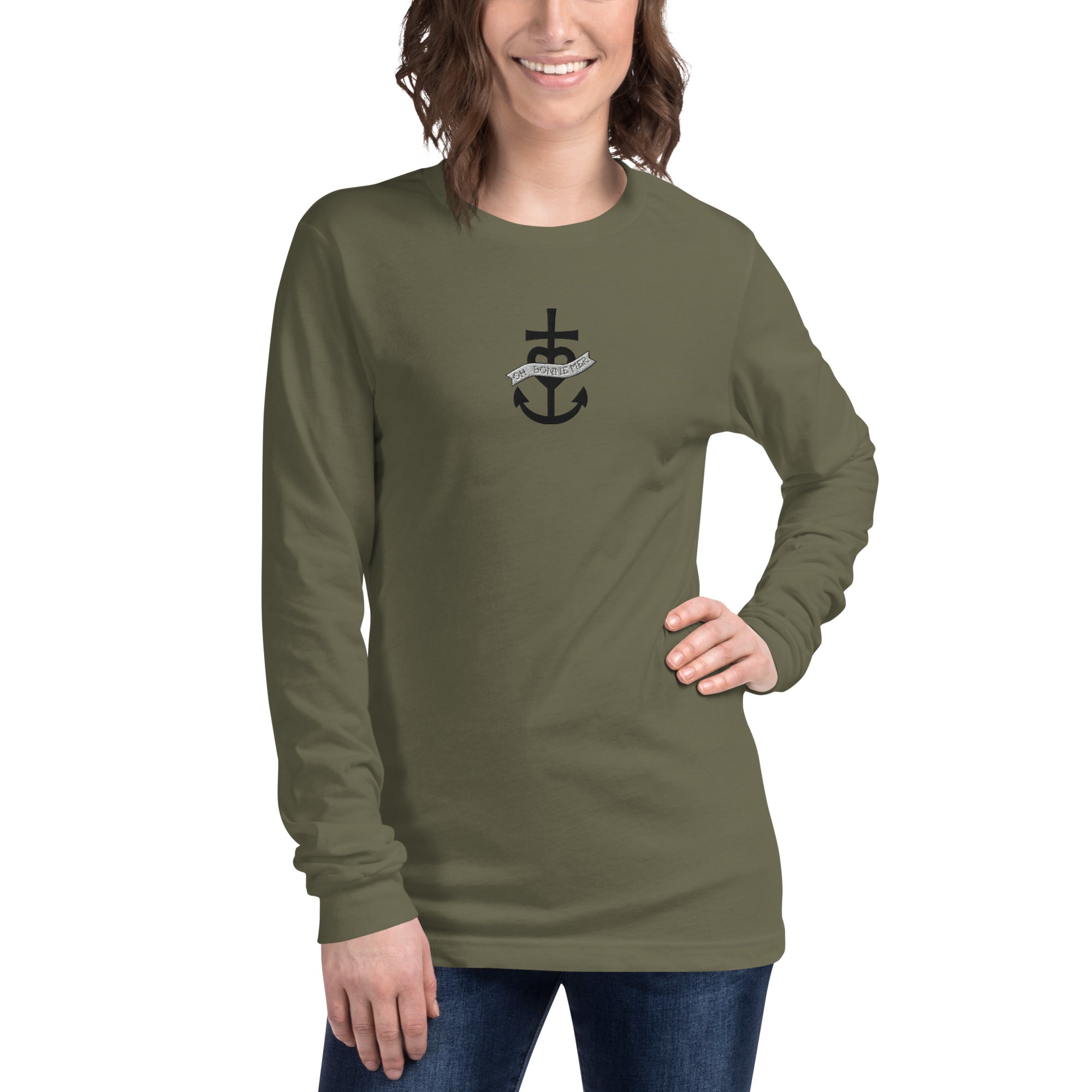 Unisex Long Sleeve Tee Oh Bonne Mer 1 embroidered pattern