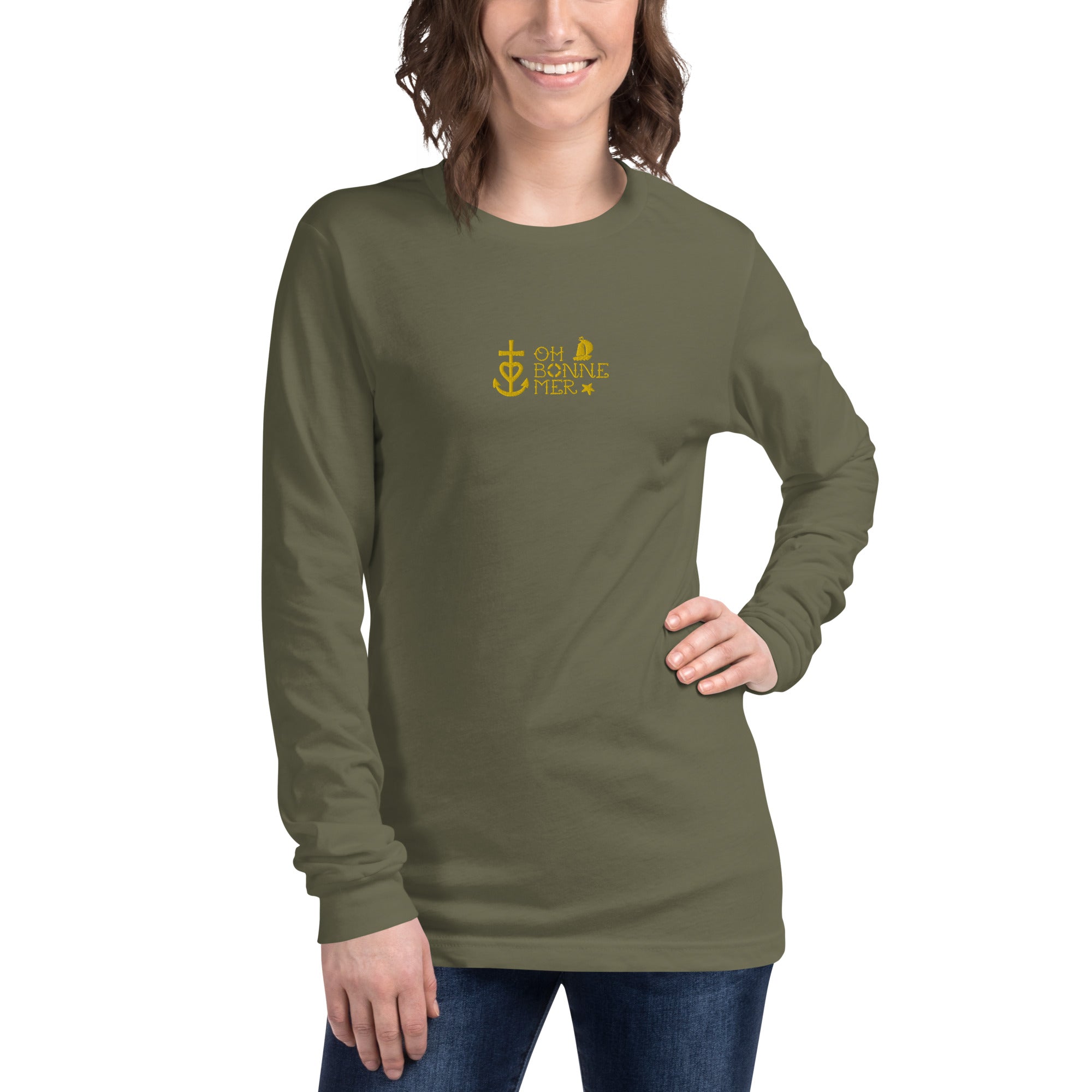 Unisex Long Sleeve Tee Oh Bonne Mer 2 embroidered pattern