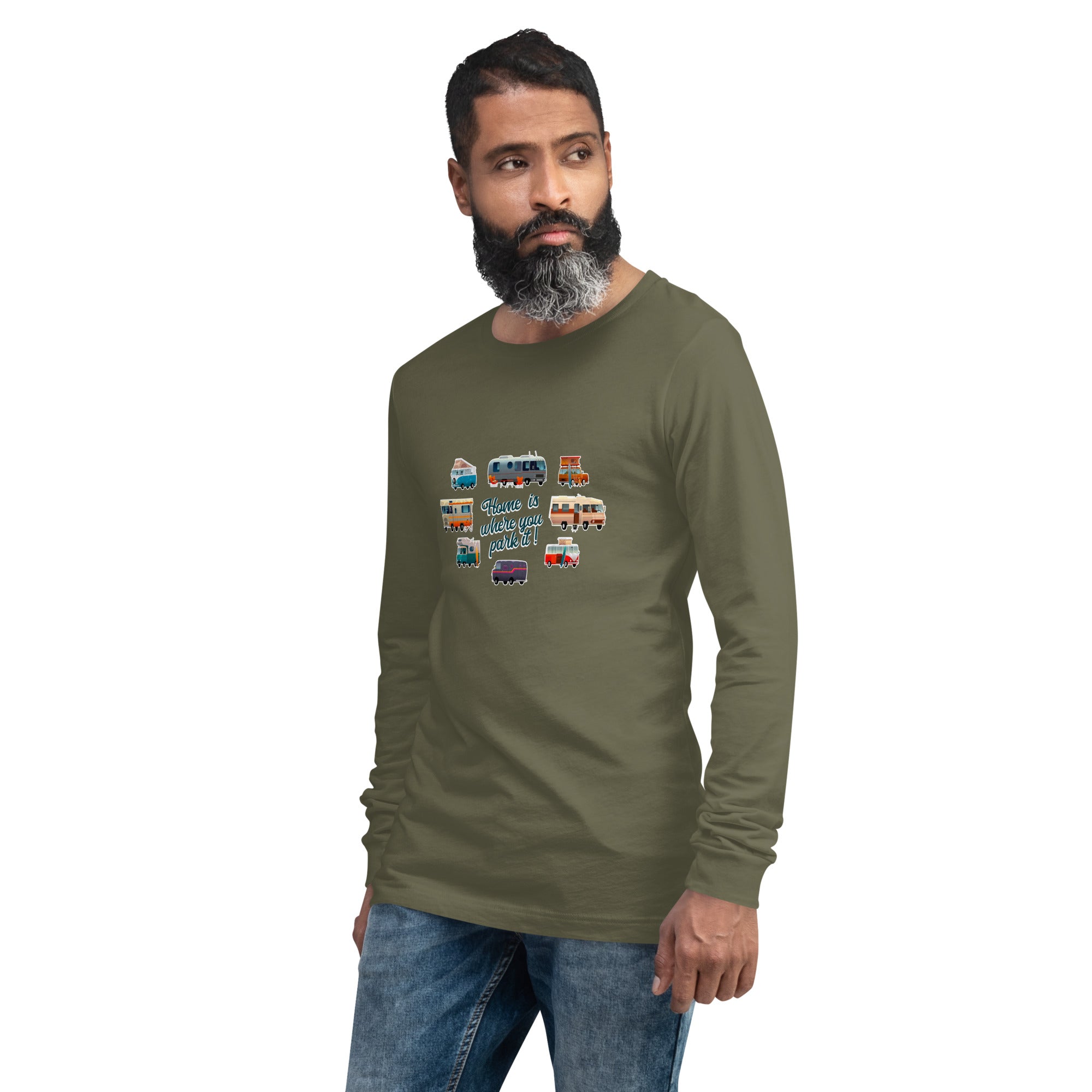 Unisex Long Sleeve Tee Square Vintage Campers