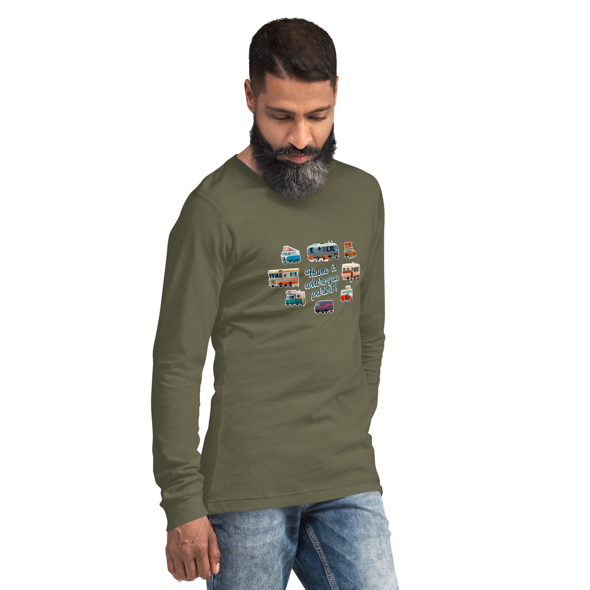 Unisex Long Sleeve Tee Square Vintage Campers