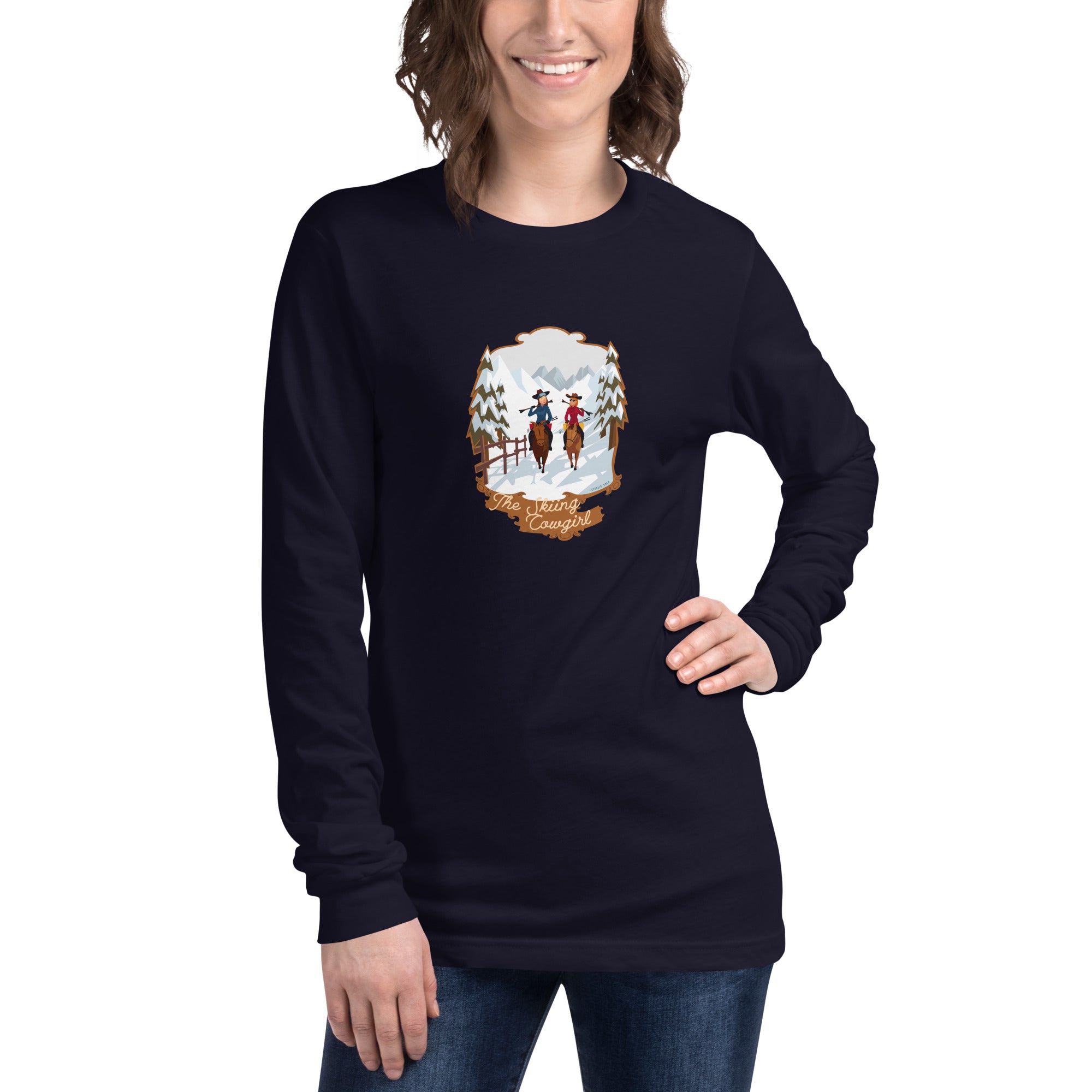 T-shirt unisexe à manches longues The Skiing Cowgirl