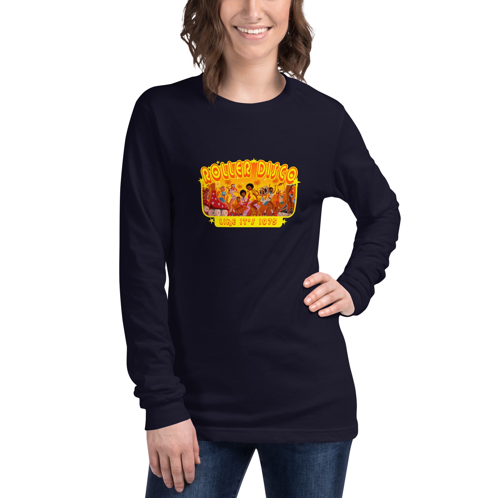 Unisex Long Sleeve Tee Roller Disco 1975