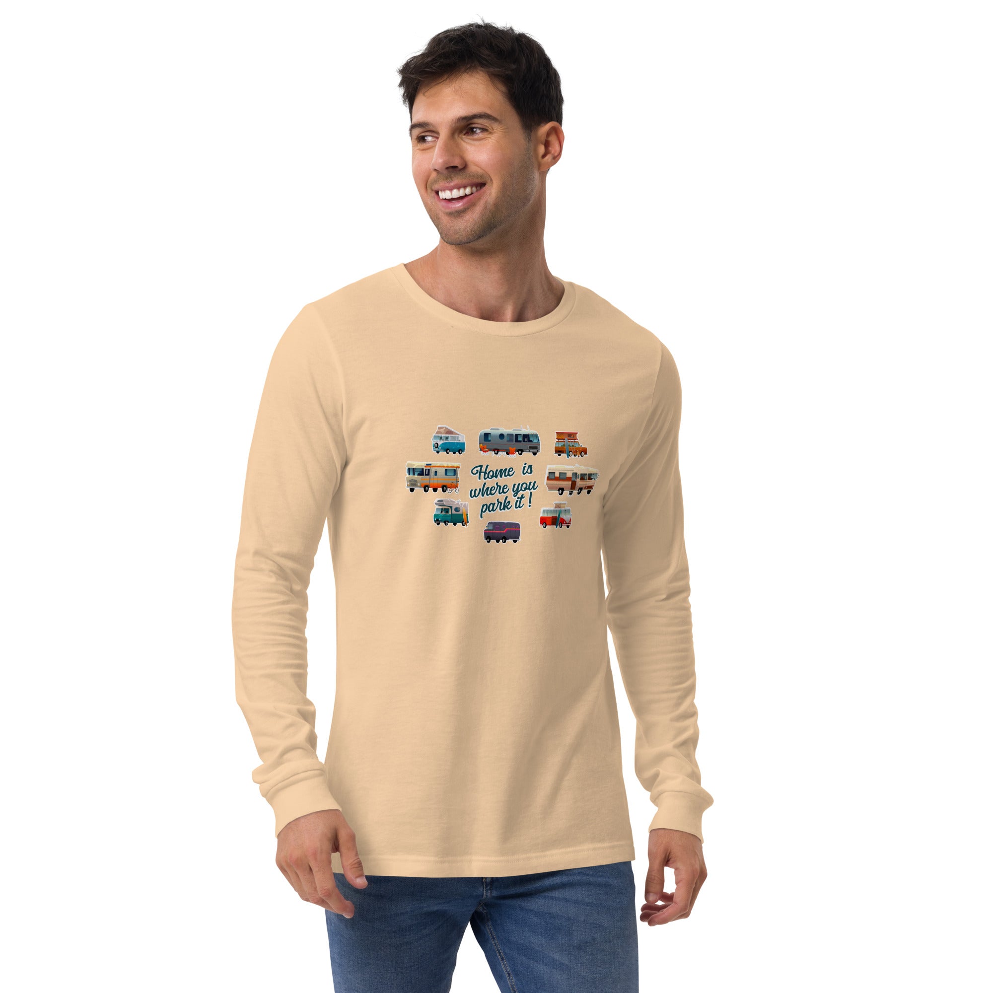 Unisex Long Sleeve Tee Square Vintage Campers