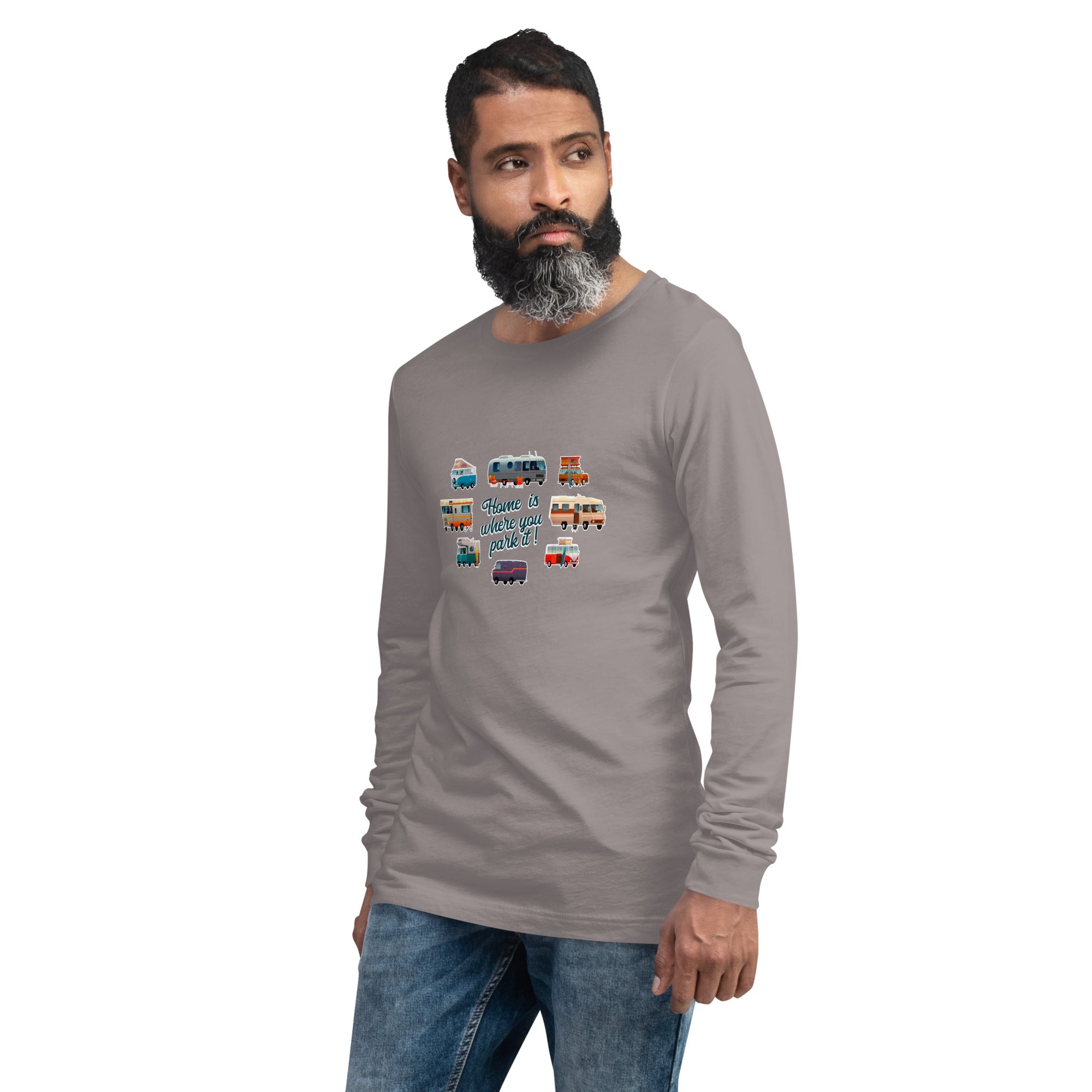 Unisex Long Sleeve Tee Square Vintage Campers