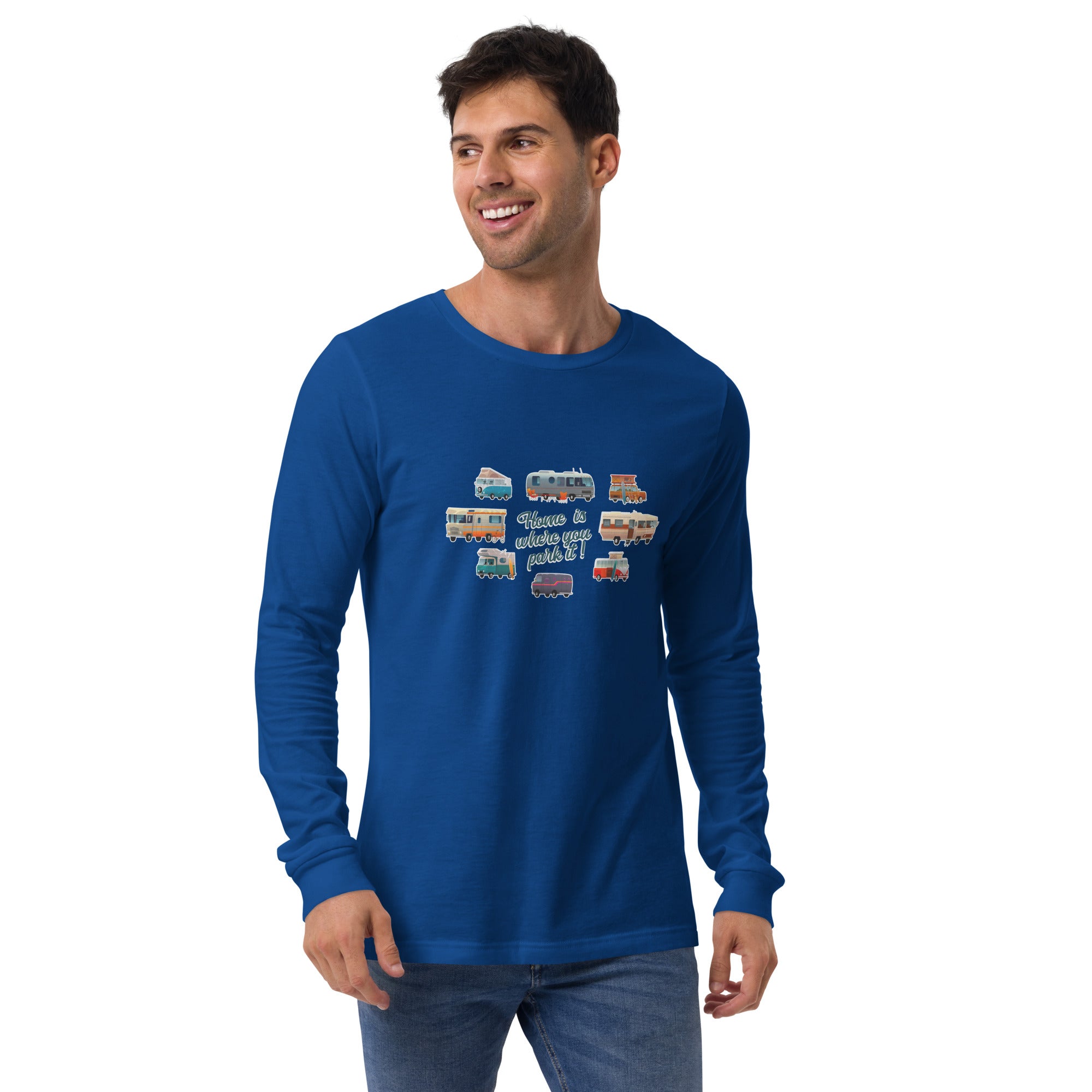 Unisex Long Sleeve Tee Square Vintage Campers