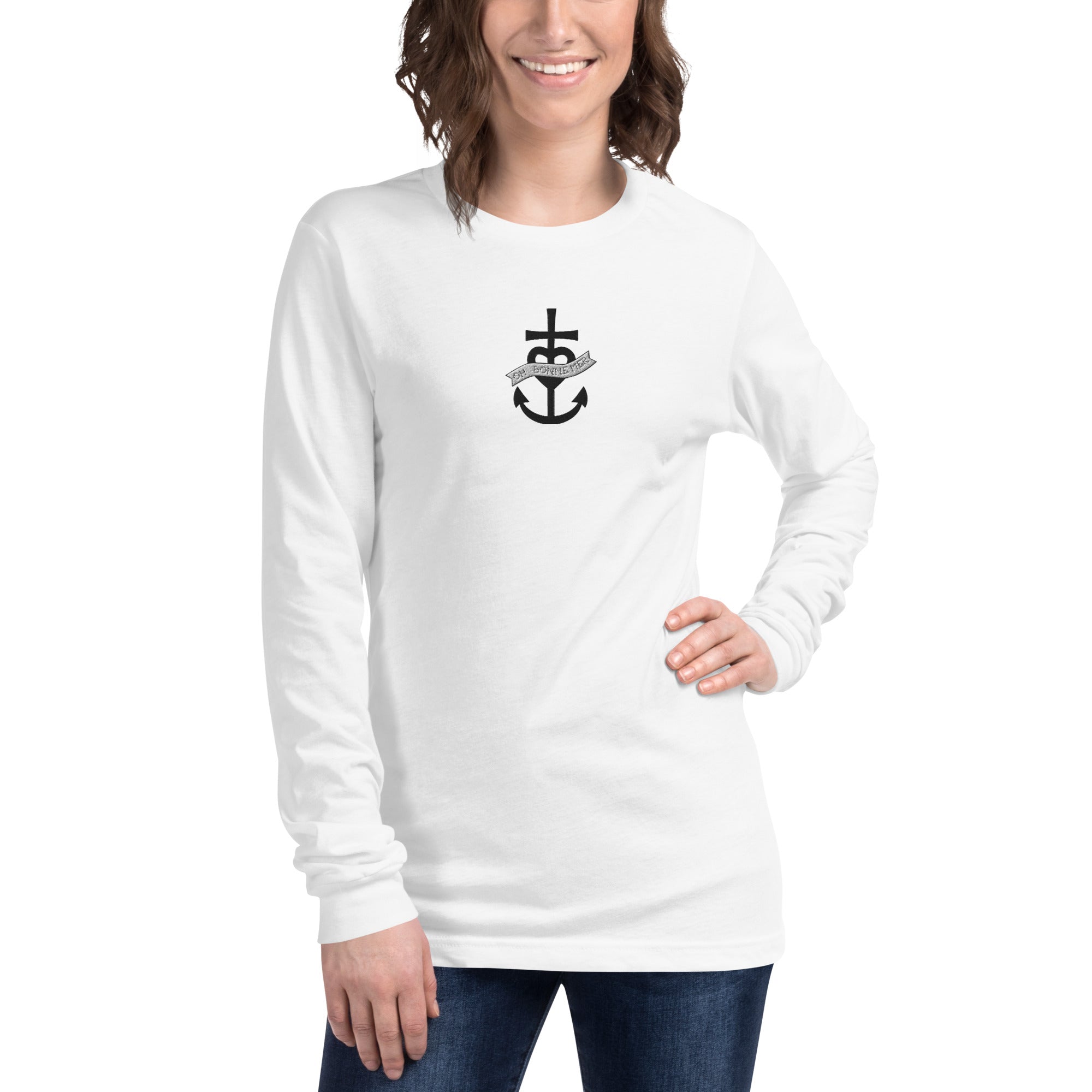 Unisex Long Sleeve Tee Oh Bonne Mer 1 embroidered pattern