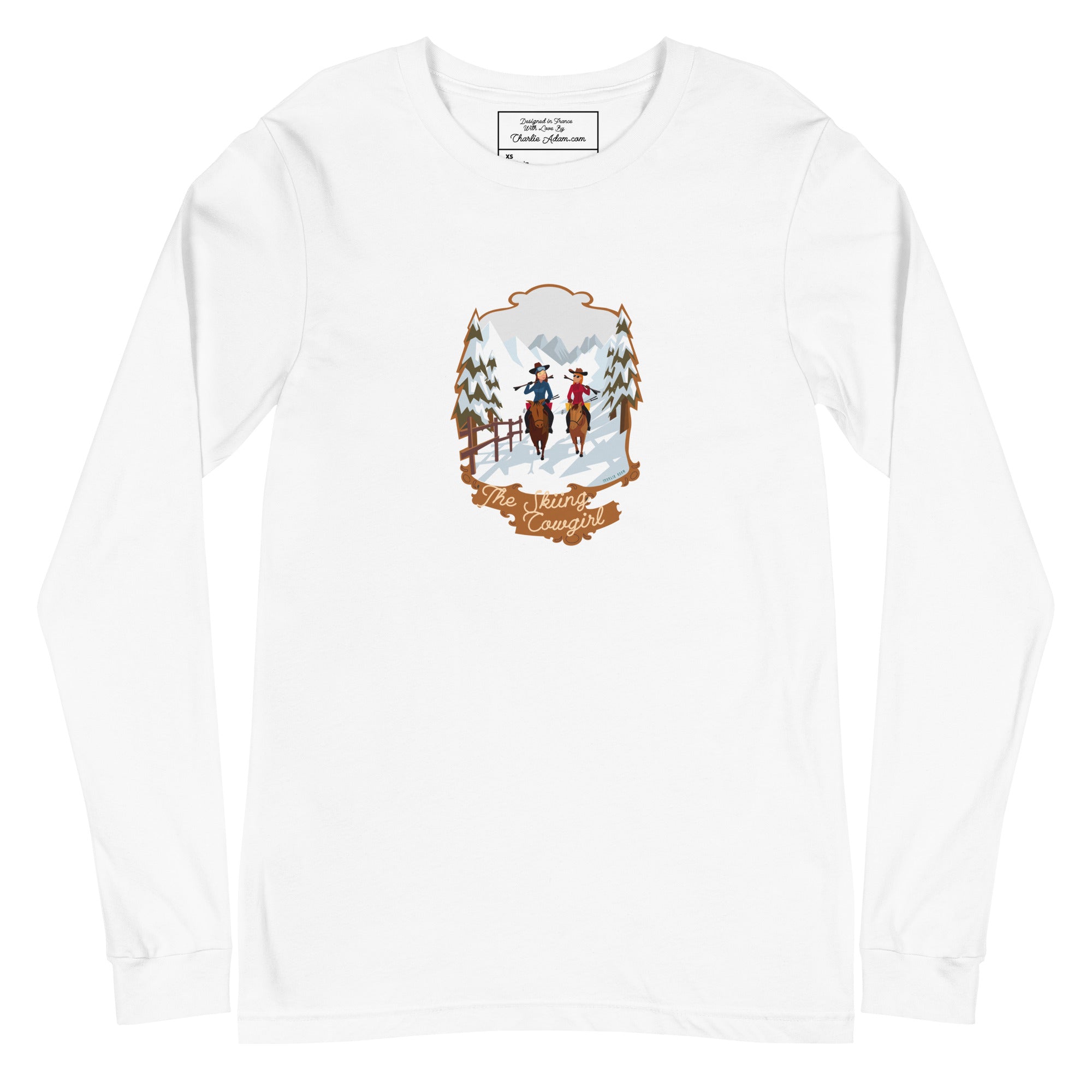 Unisex Long Sleeve Tee The Skiing Cowgirl