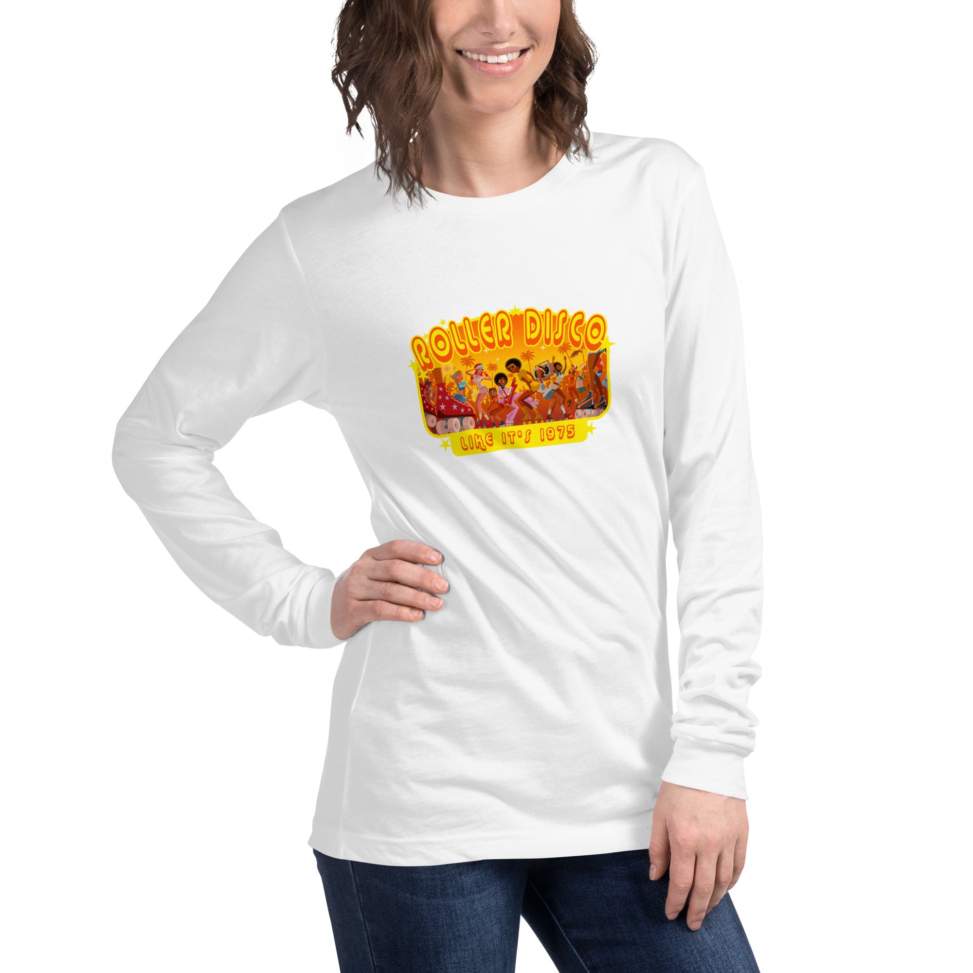 Unisex Long Sleeve Tee Roller Disco 1975