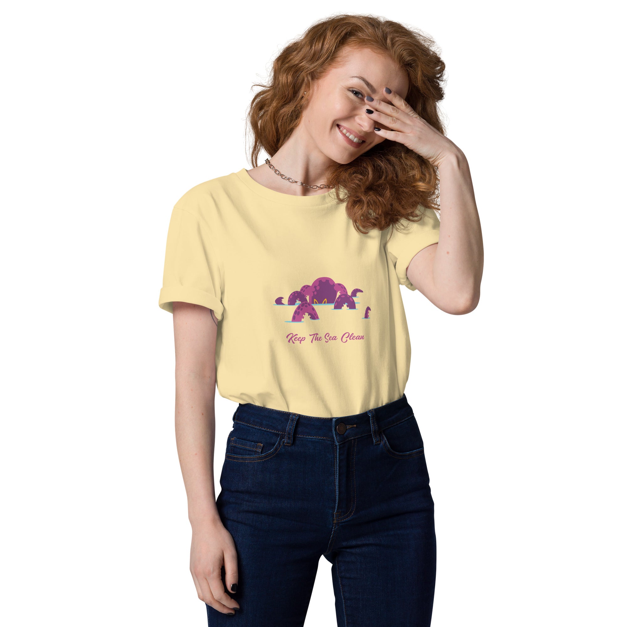 Unisex organic cotton t-shirt Octopus Purple on light colors