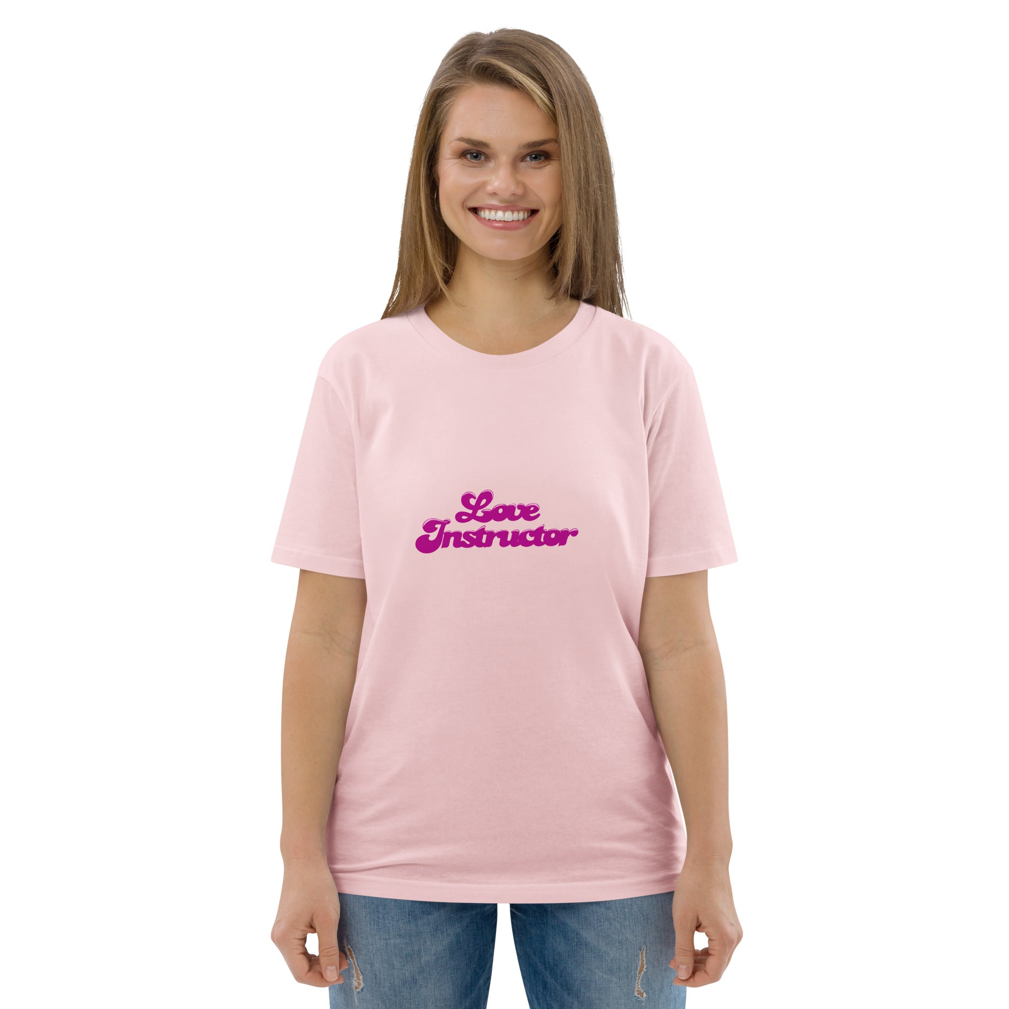 T-shirt unisexe en coton biologique Love instructor sur couleurs claires