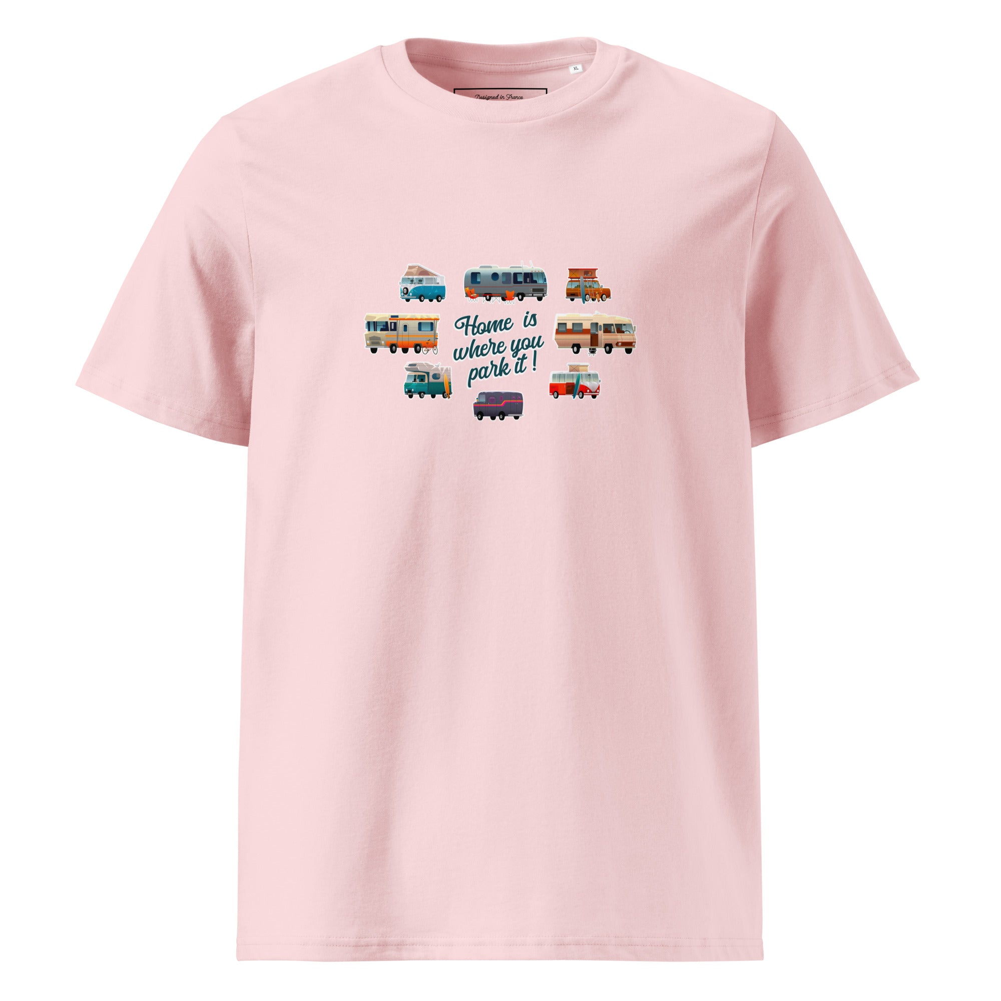 T-shirt unisexe en coton biologique Square Vintage Campers sur couleurs claires