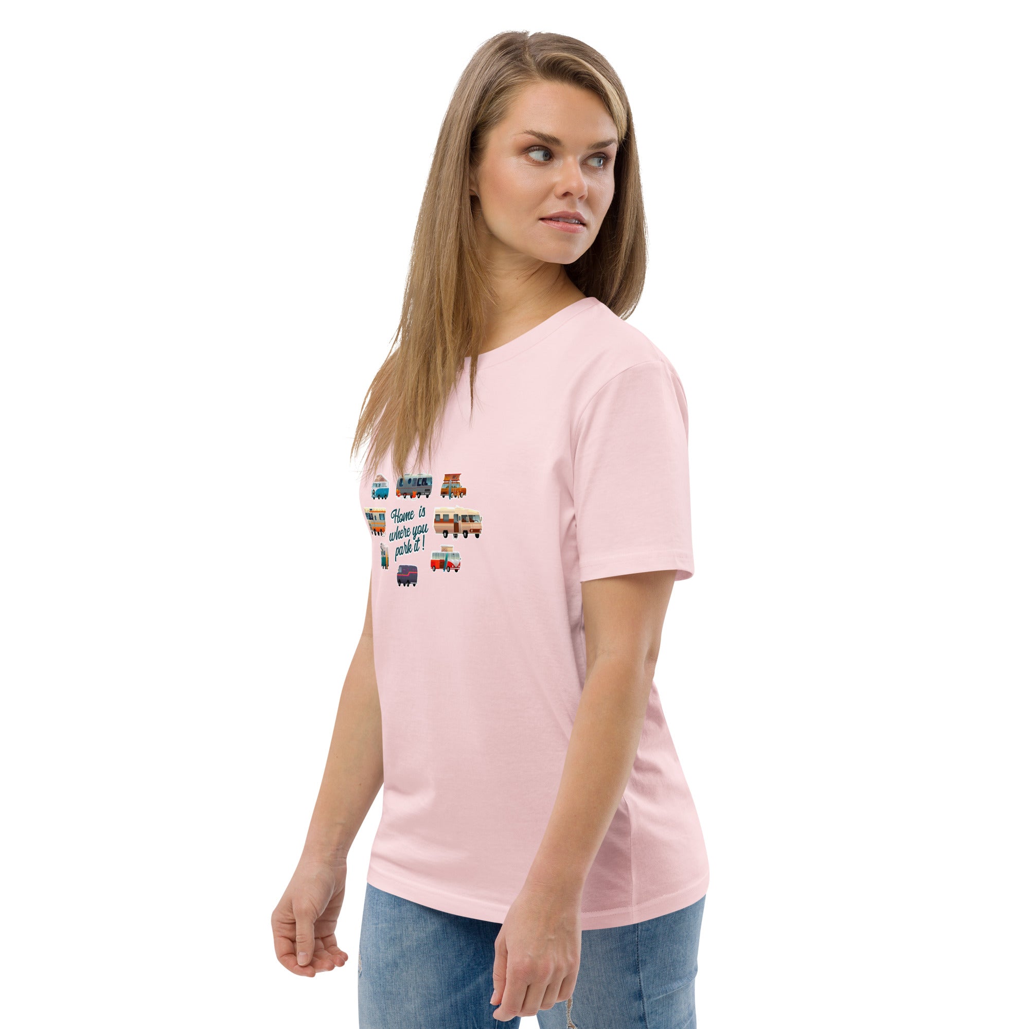 T-shirt unisexe en coton biologique Square Vintage Campers sur couleurs claires