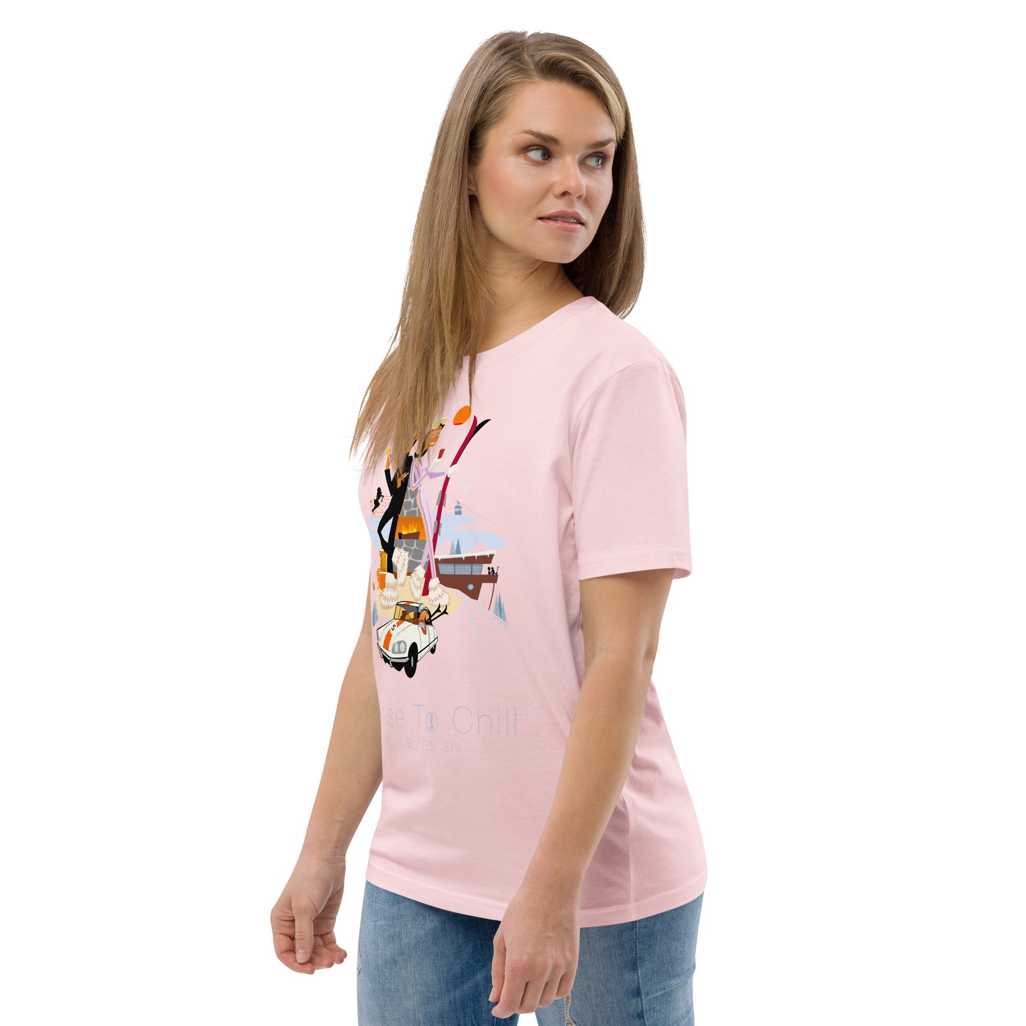 T-shirt unisexe en coton biologique License To Chill Mission Après-Ski sur couleurs claires