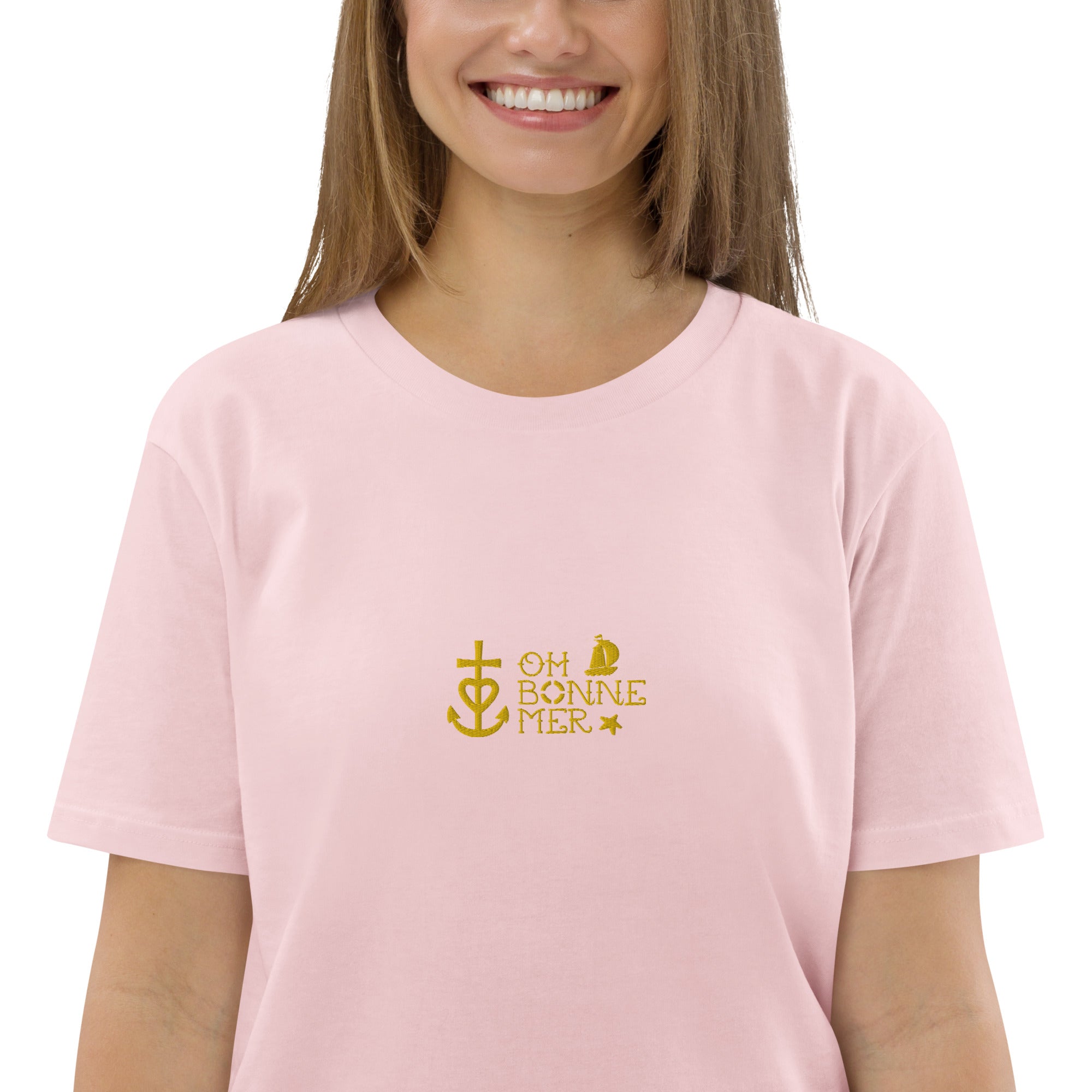 T-shirt unisexe en coton biologique Oh Bonne Mer 2 brodé sur couleurs claires