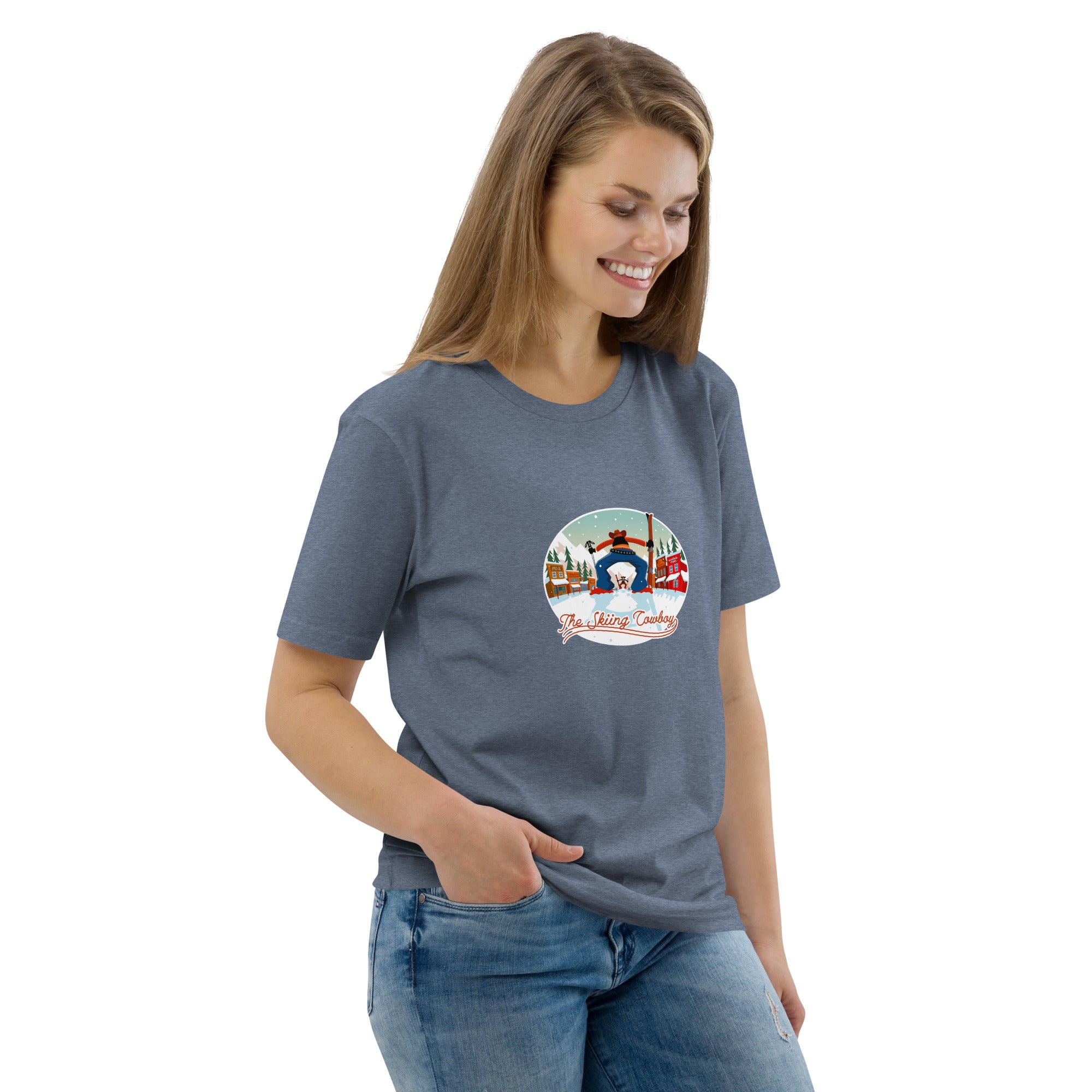 Unisex organic cotton t-shirt Ski Fight at OK Corral on dark colors