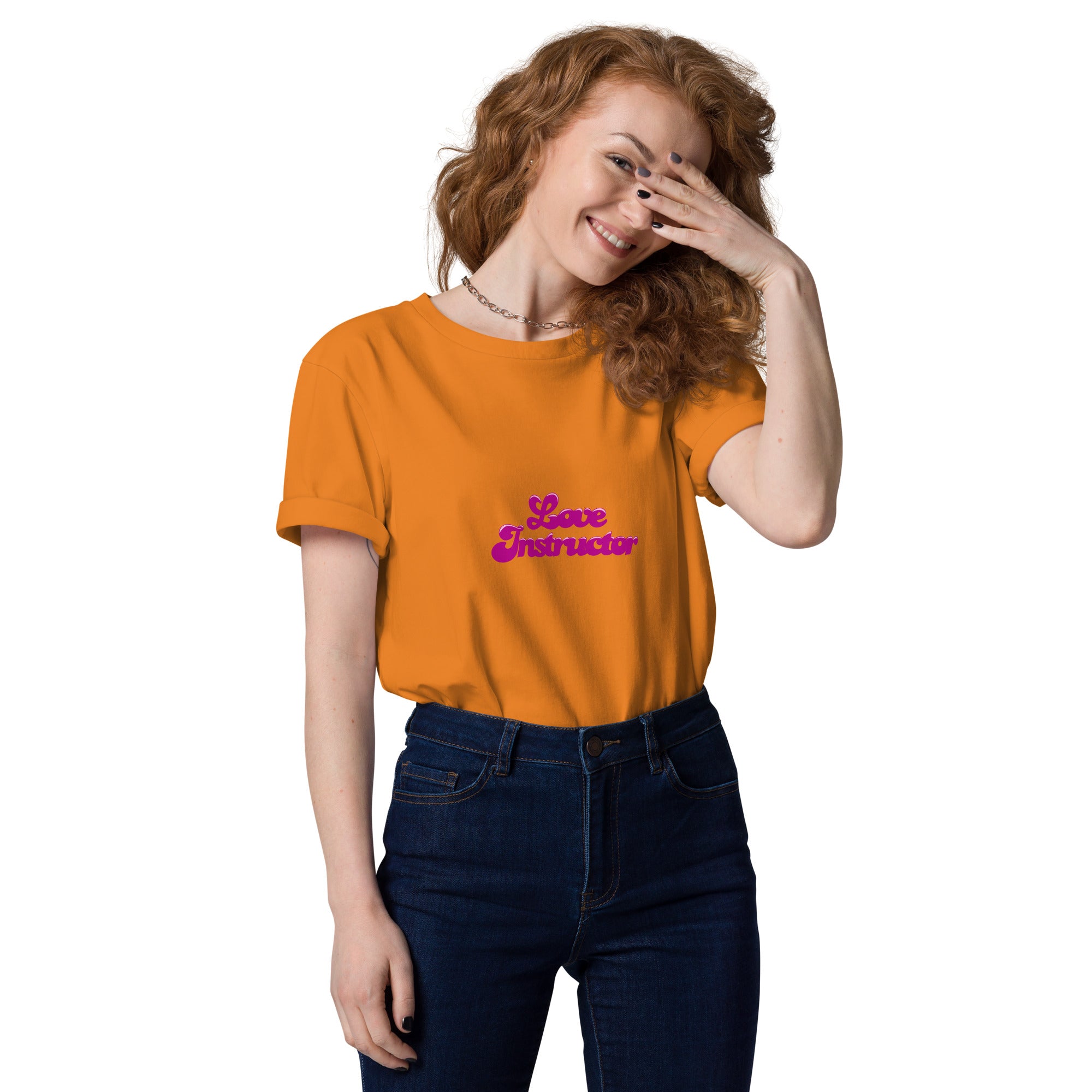 T-shirt unisexe en coton biologique Love instructor sur couleurs vives