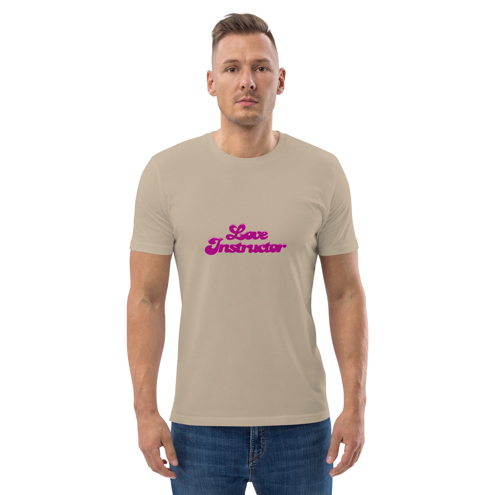 T-shirt unisexe en coton biologique Love instructor sur couleurs claires