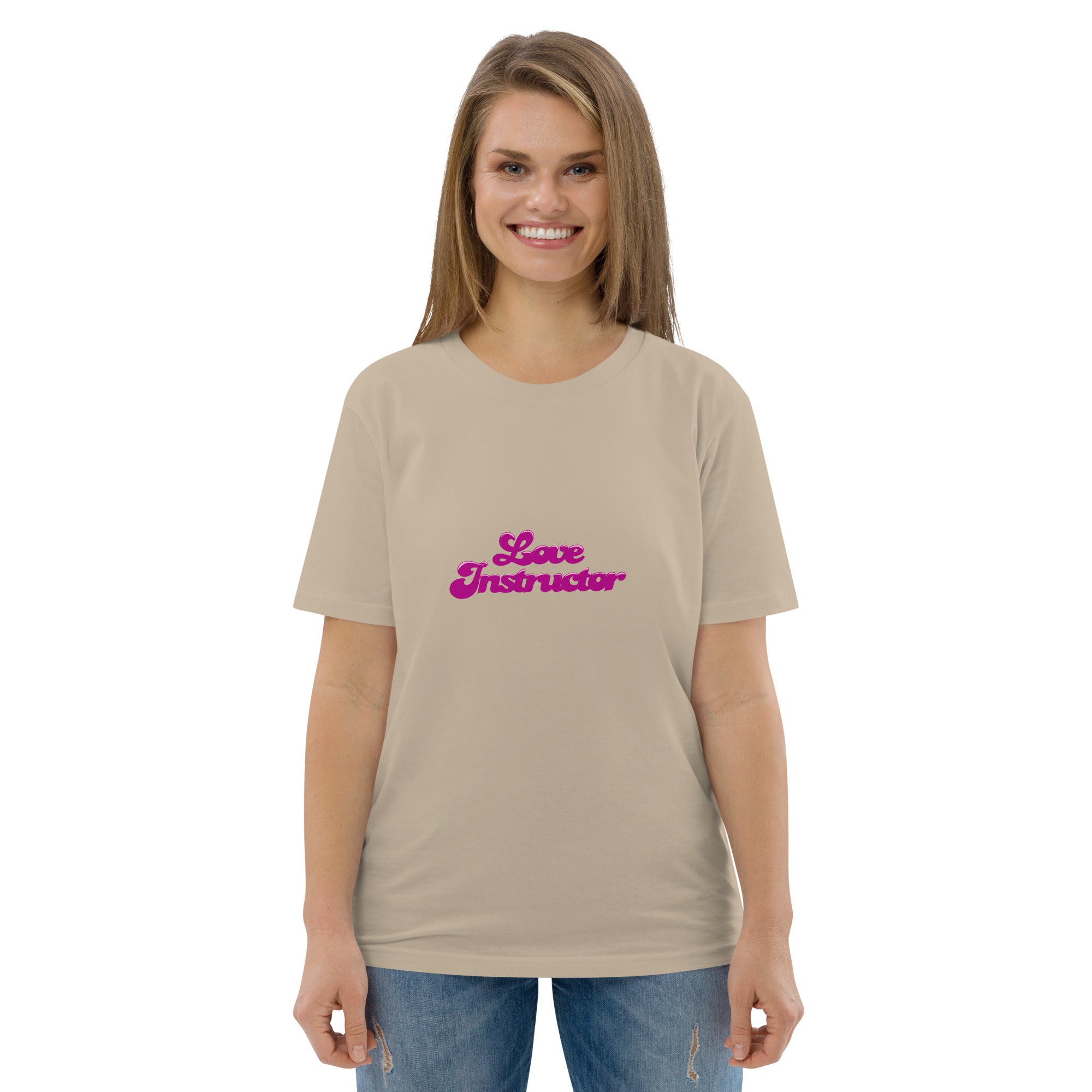 T-shirt unisexe en coton biologique Love instructor sur couleurs claires