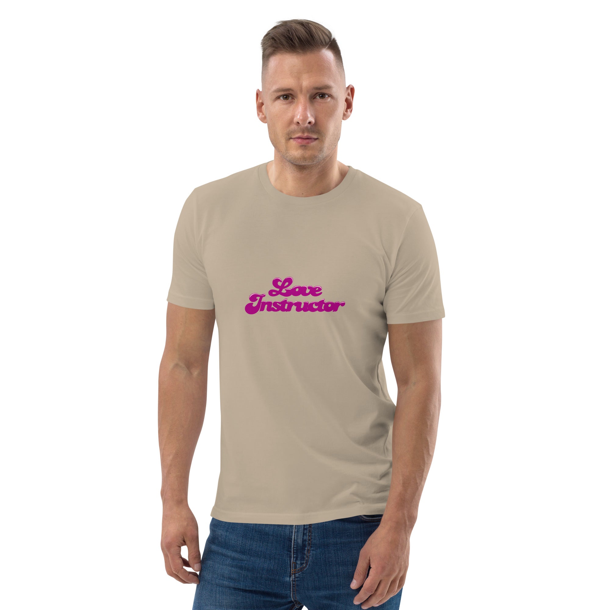 T-shirt unisexe en coton biologique Love instructor sur couleurs claires