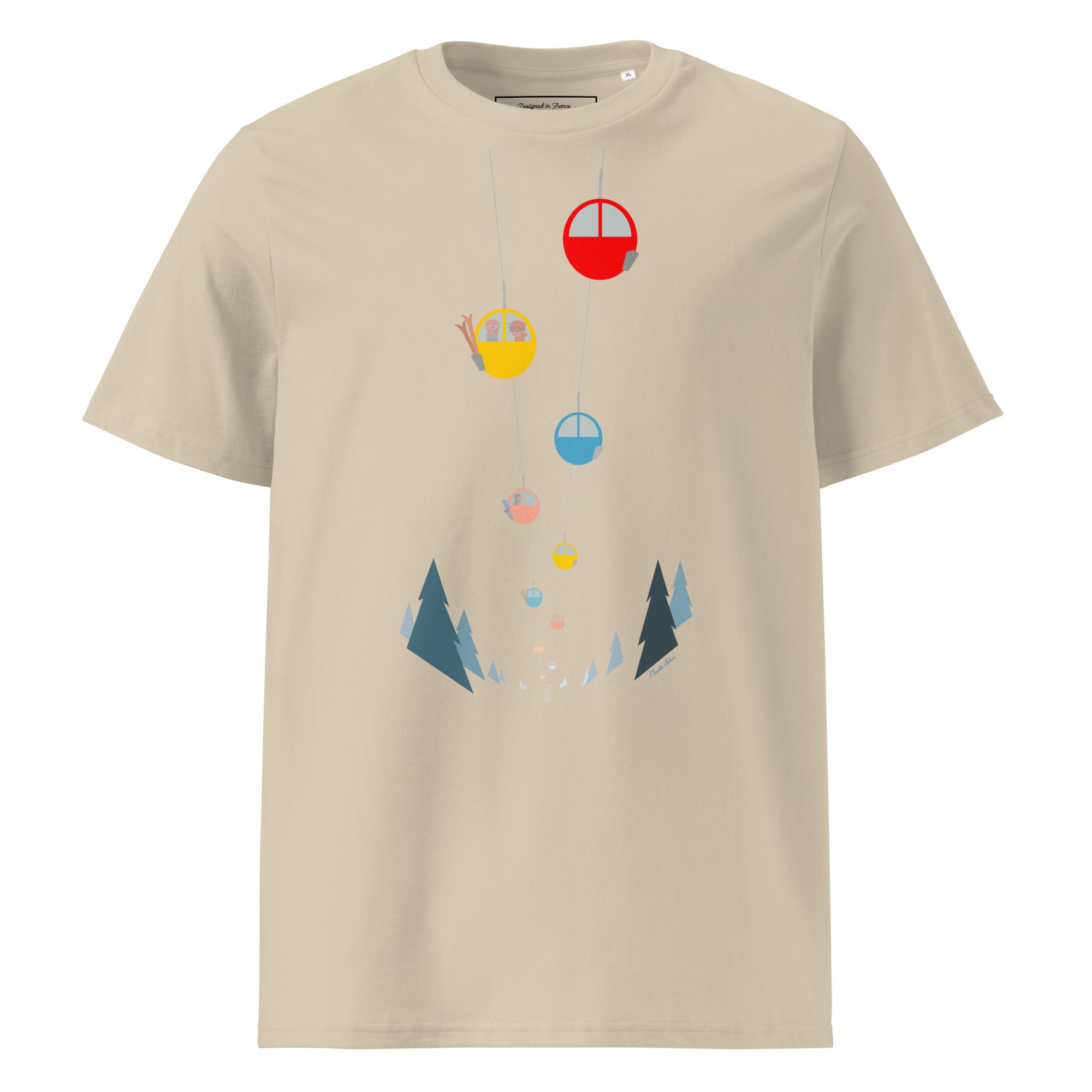 T-shirt unisexe en coton biologique Gondolas in the mist sur couleurs claires