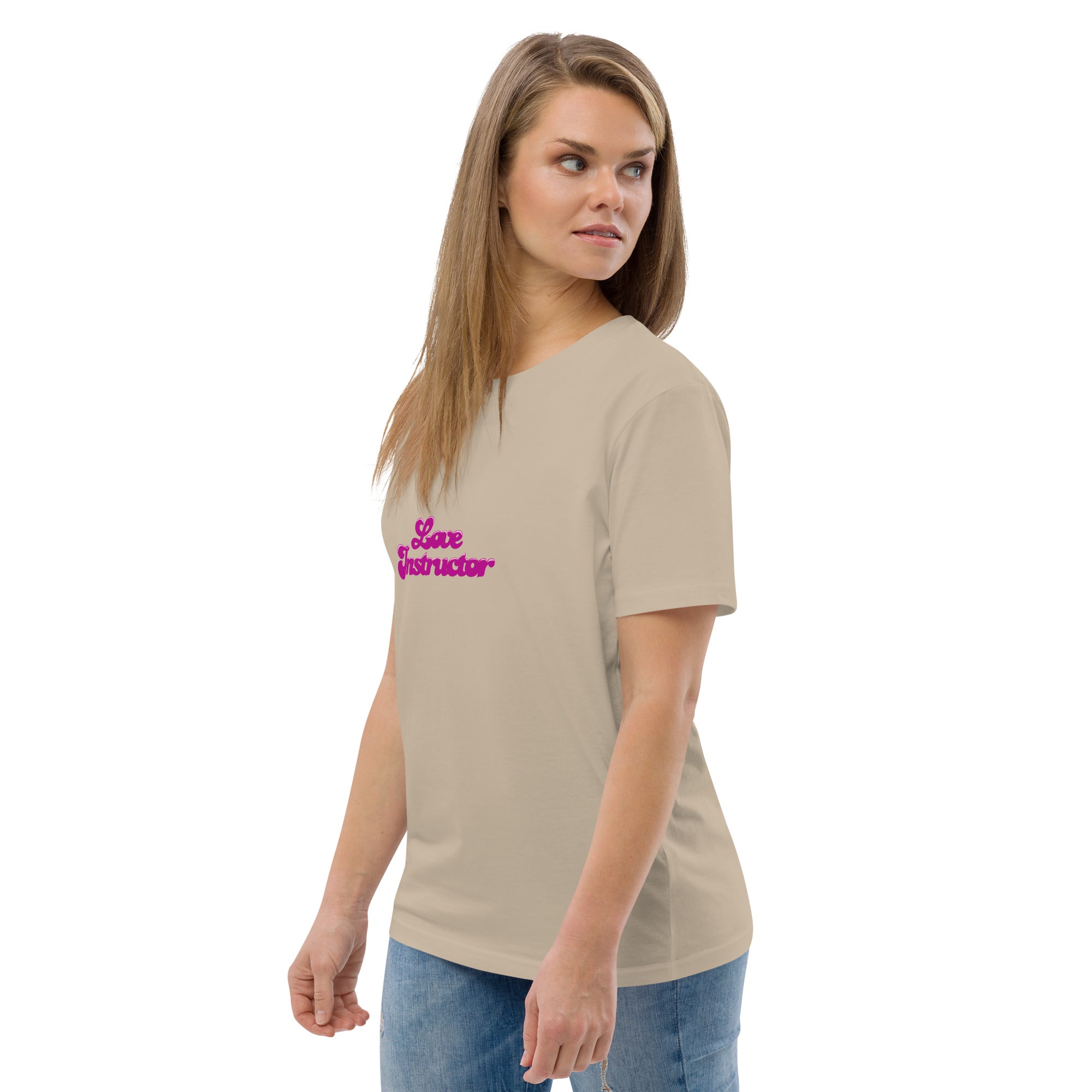 T-shirt unisexe en coton biologique Love instructor sur couleurs claires