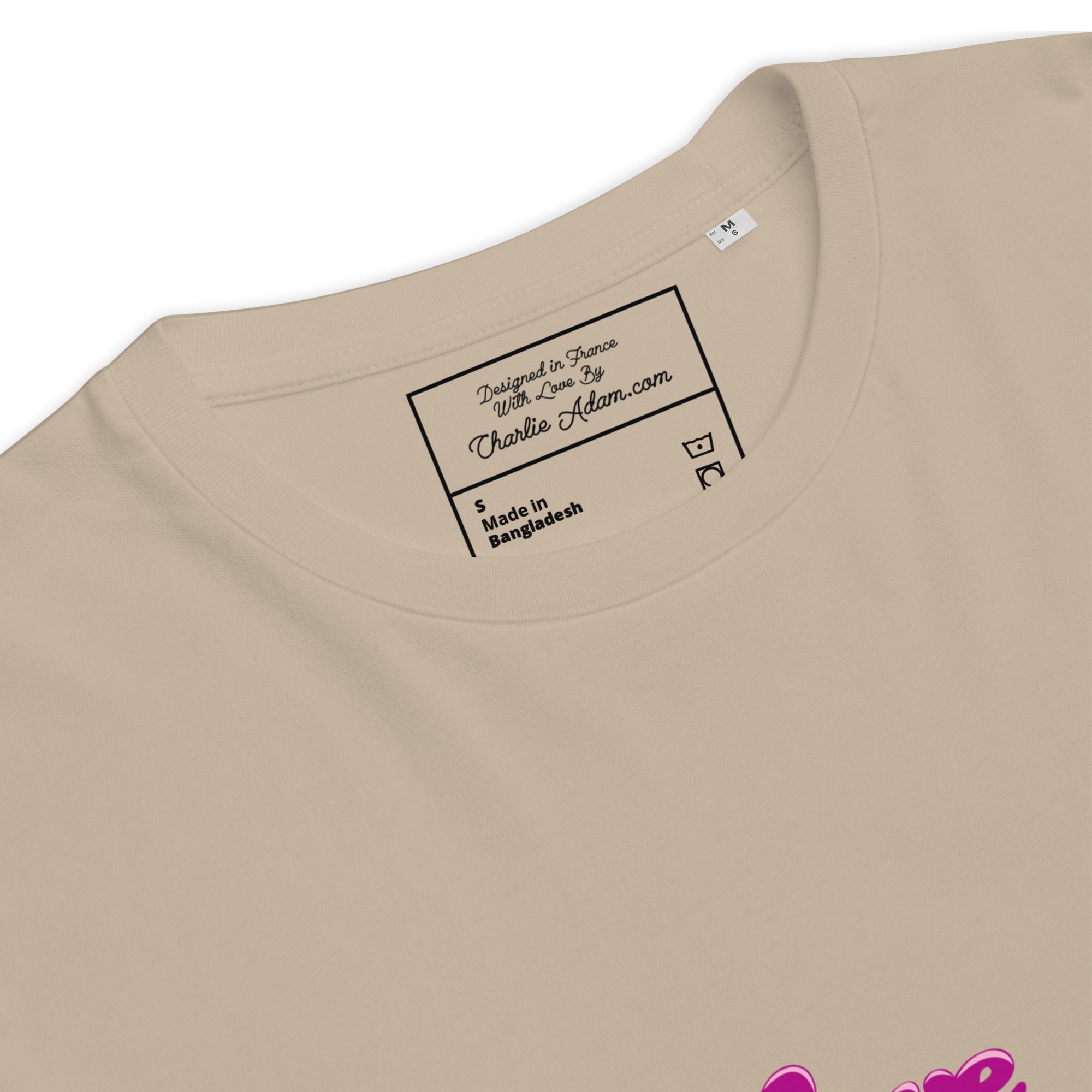 T-shirt unisexe en coton biologique Love instructor sur couleurs claires