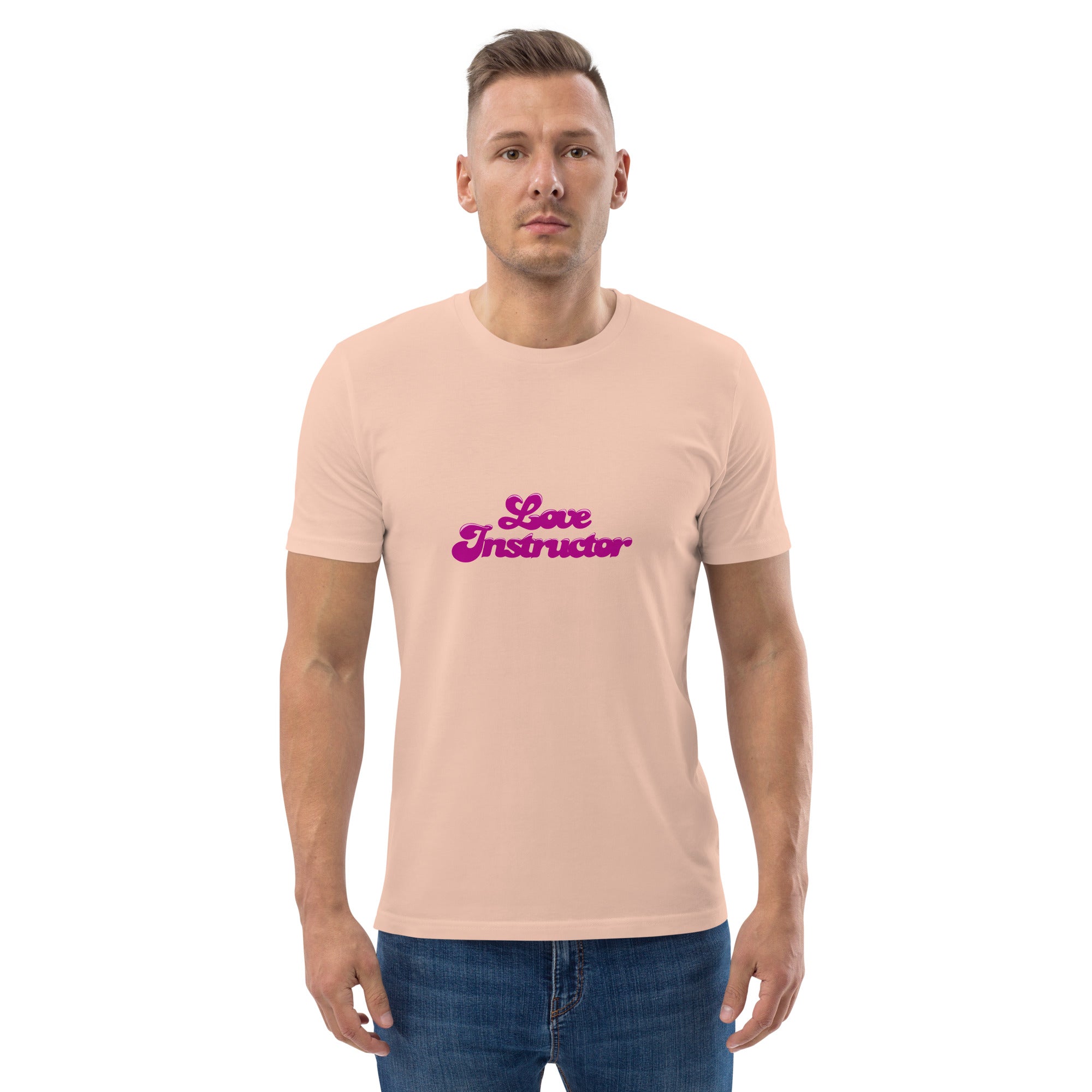 T-shirt unisexe en coton biologique Love instructor sur couleurs claires