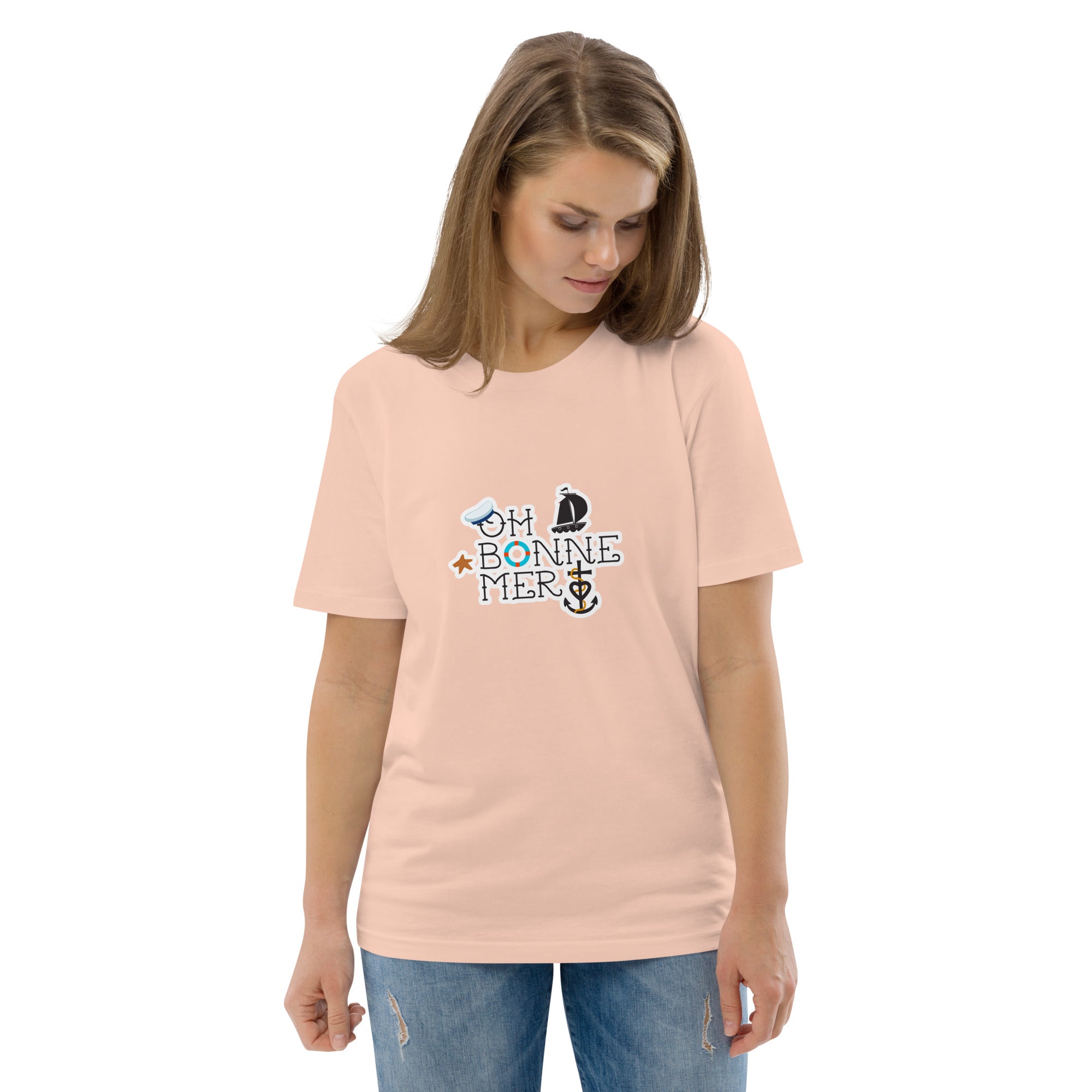 Unisex organic cotton t-shirt Oh Bonne Mer 3 on light colors