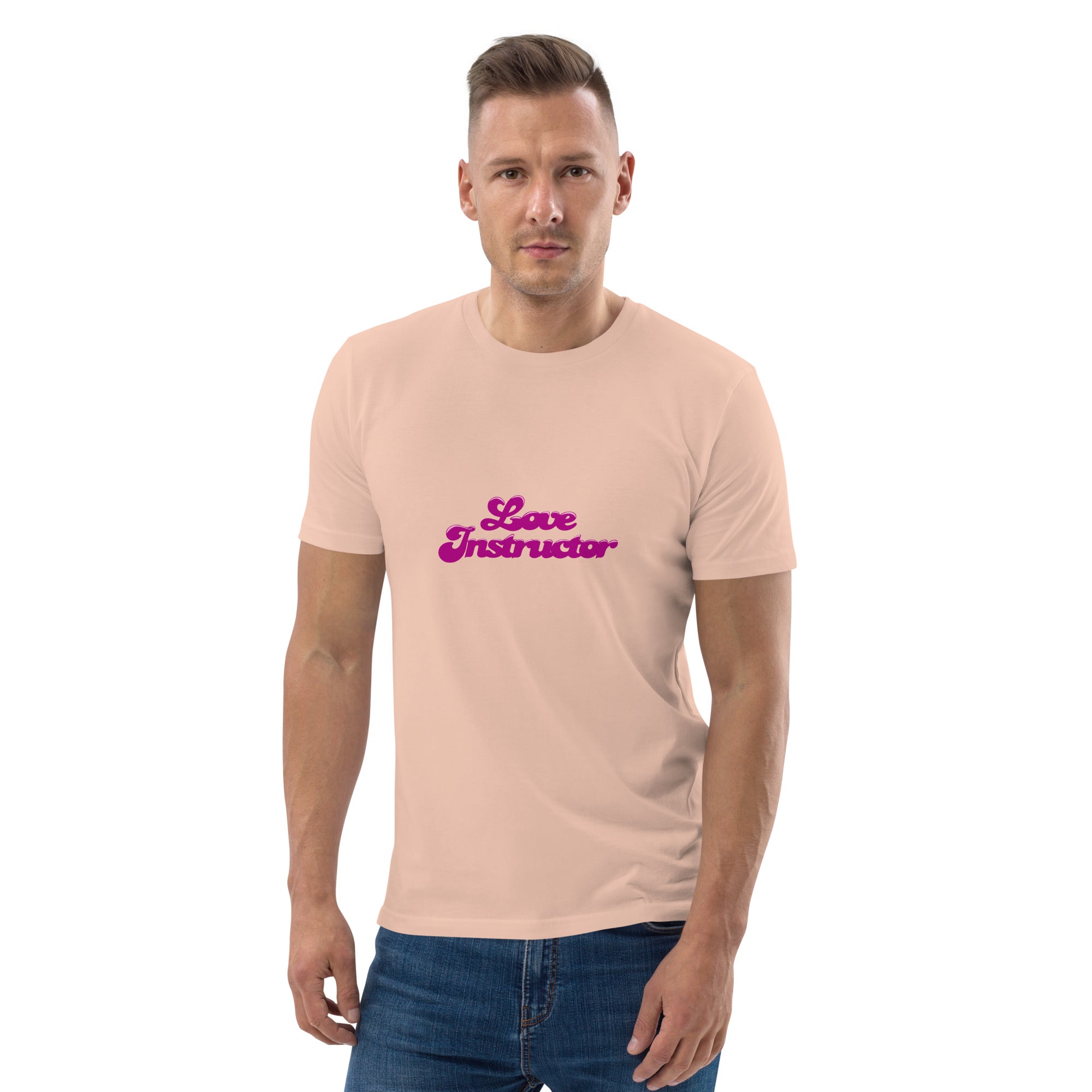 T-shirt unisexe en coton biologique Love instructor sur couleurs claires