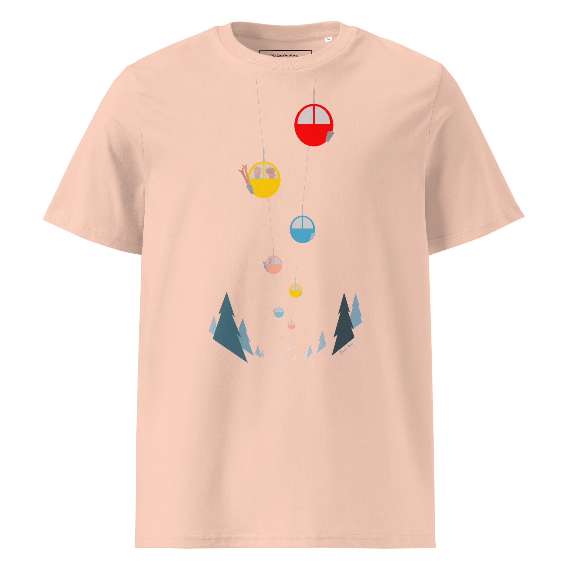 T-shirt unisexe en coton biologique Gondolas in the mist sur couleurs claires