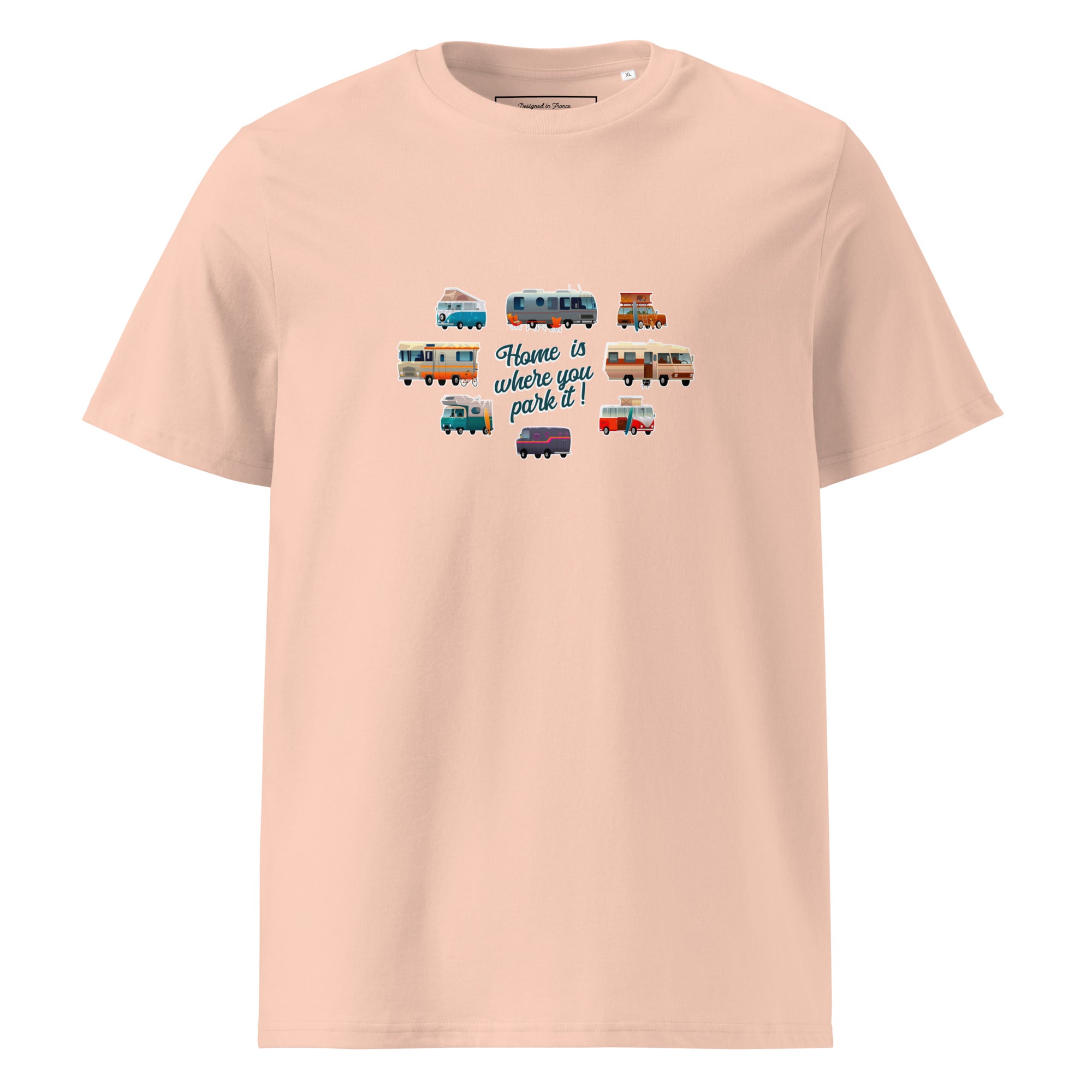 T-shirt unisexe en coton biologique Square Vintage Campers sur couleurs claires