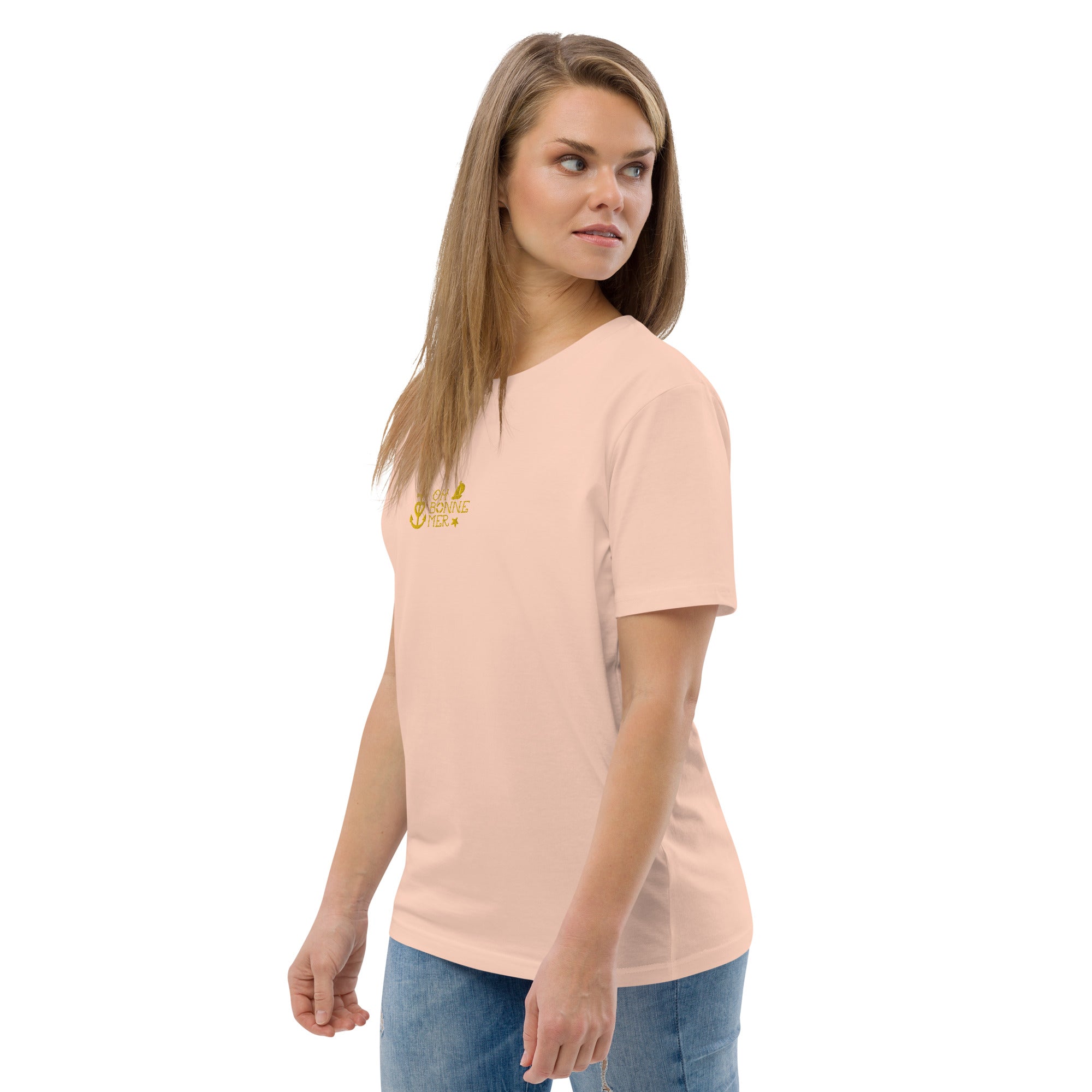 T-shirt unisexe en coton biologique Oh Bonne Mer 2 brodé sur couleurs claires