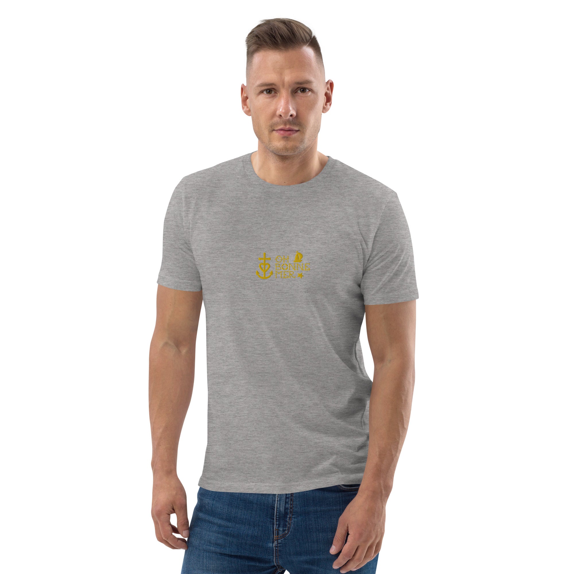 T-shirt unisexe en coton biologique Oh Bonne Mer 2 brodé sur couleurs claires