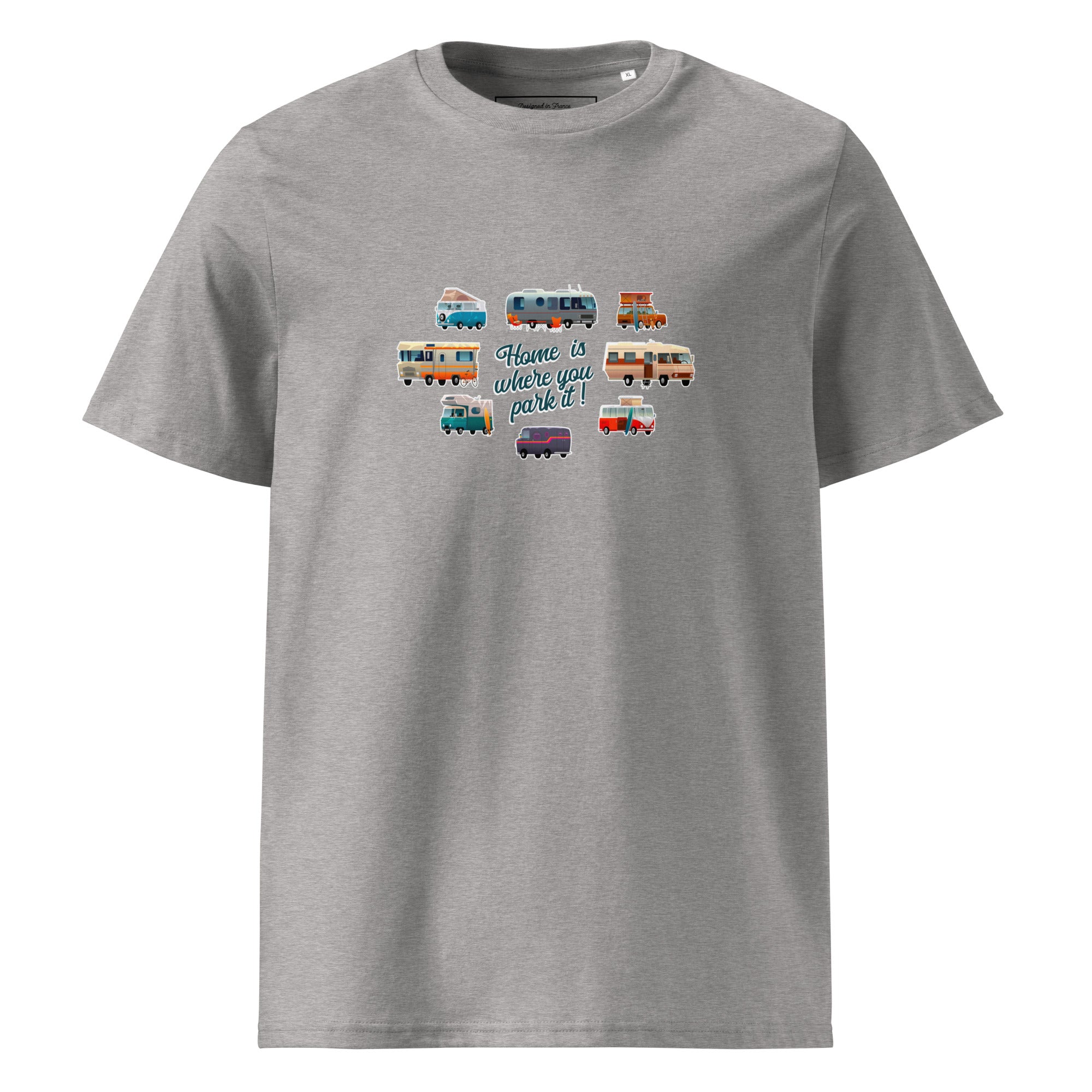 T-shirt unisexe en coton biologique Square Vintage Campers sur couleurs claires