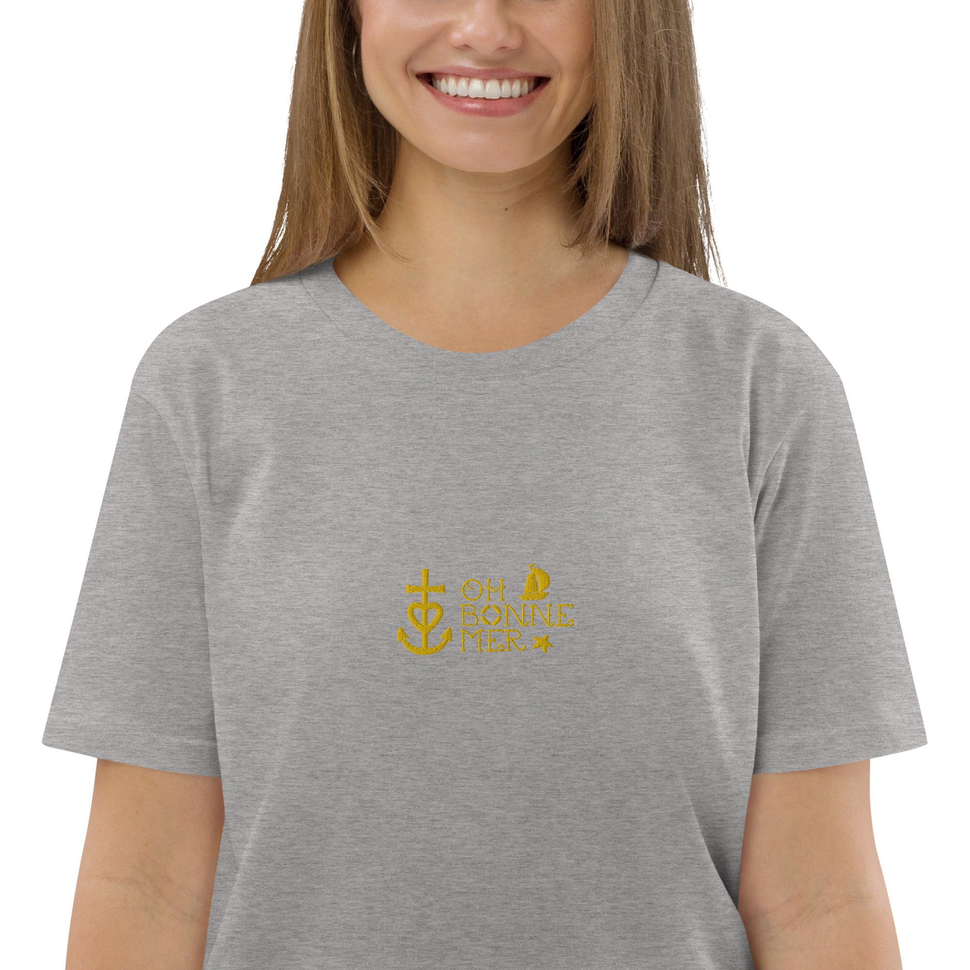 T-shirt unisexe en coton biologique Oh Bonne Mer 2 brodé sur couleurs claires