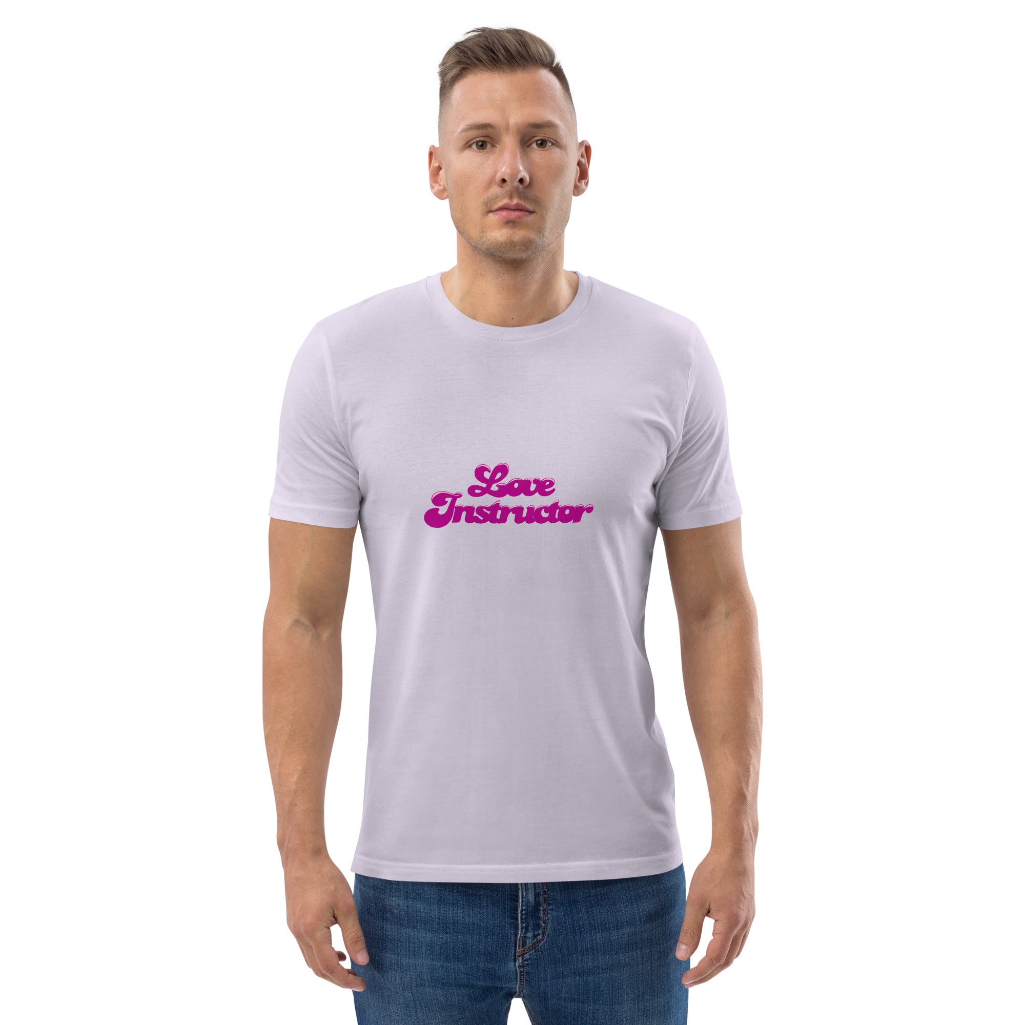 T-shirt unisexe en coton biologique Love instructor sur couleurs claires