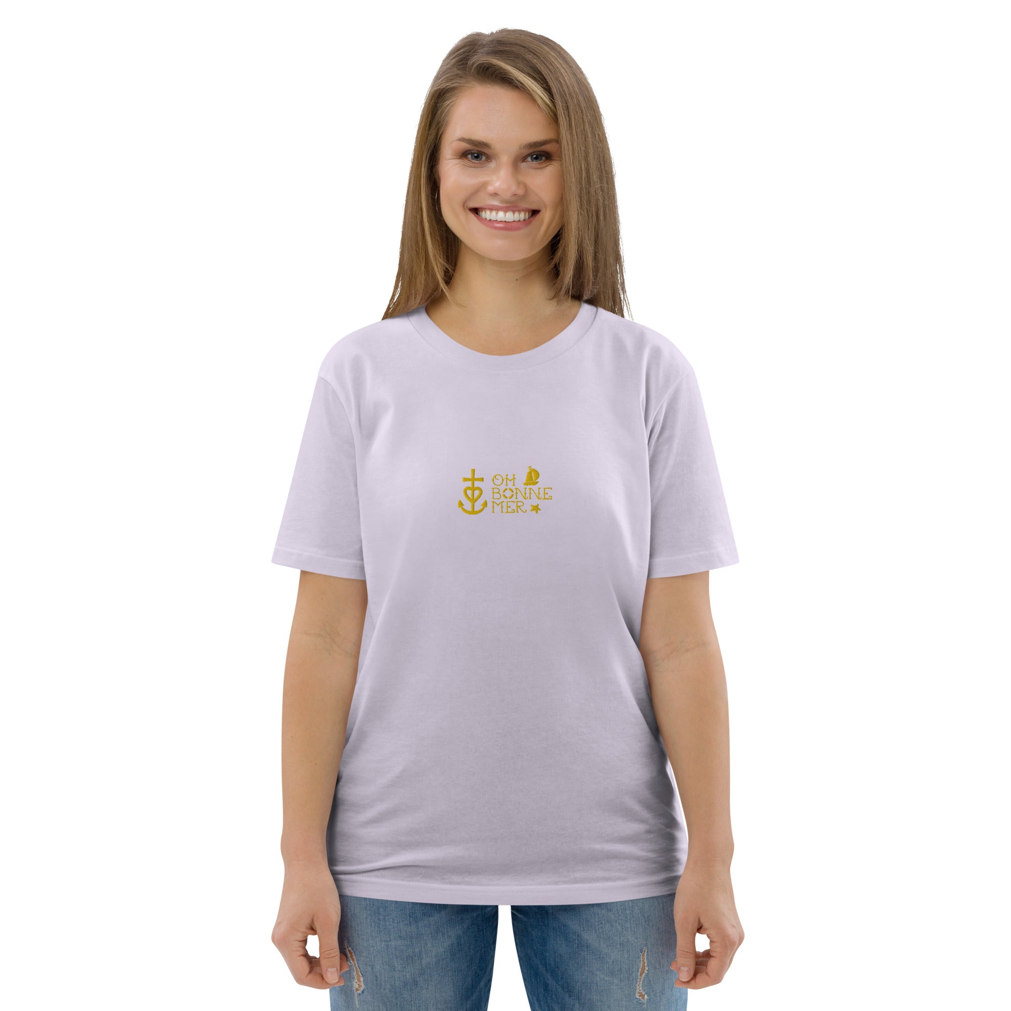 T-shirt unisexe en coton biologique Oh Bonne Mer 2 brodé sur couleurs claires