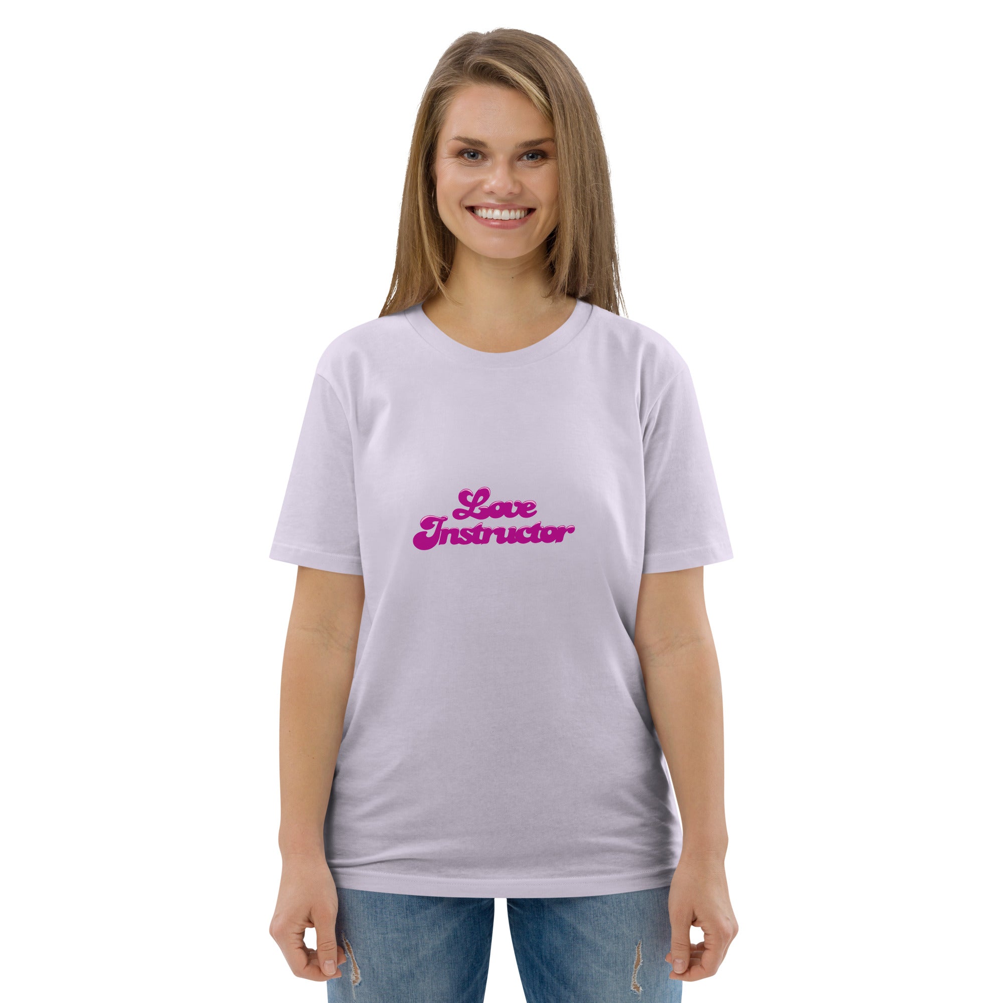 T-shirt unisexe en coton biologique Love instructor sur couleurs claires