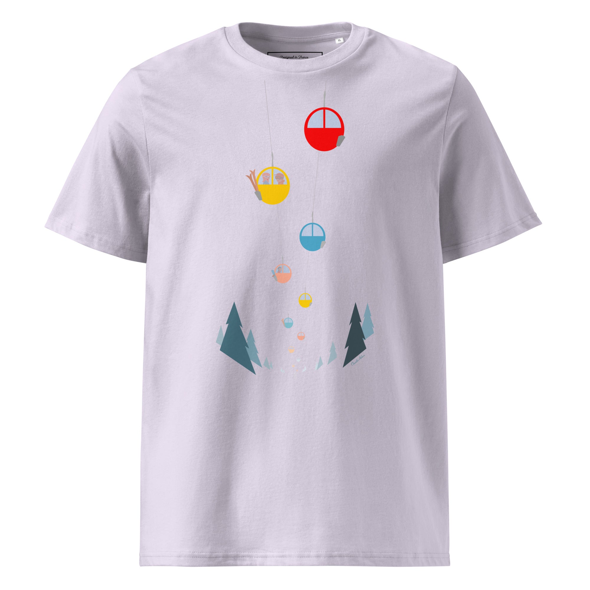 T-shirt unisexe en coton biologique Gondolas in the mist sur couleurs claires