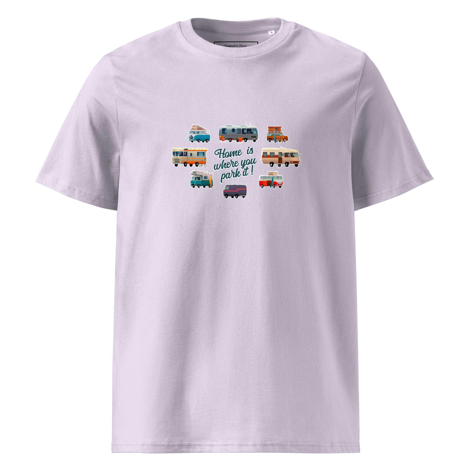 T-shirt unisexe en coton biologique Square Vintage Campers sur couleurs claires