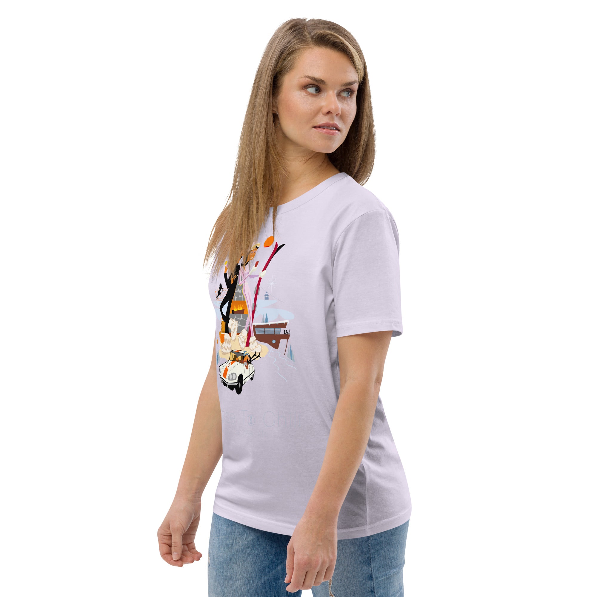 T-shirt unisexe en coton biologique License To Chill Mission Après-Ski sur couleurs claires