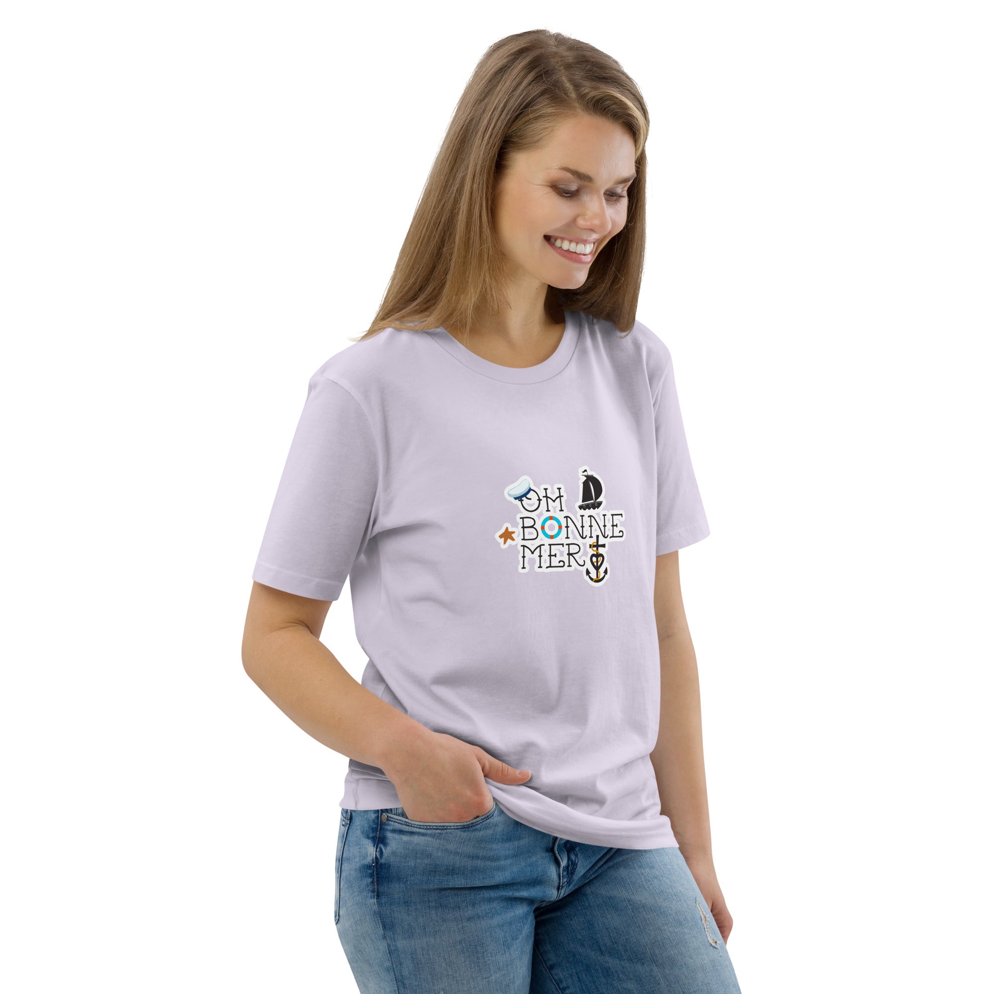 Unisex organic cotton t-shirt Oh Bonne Mer 3 on light colors