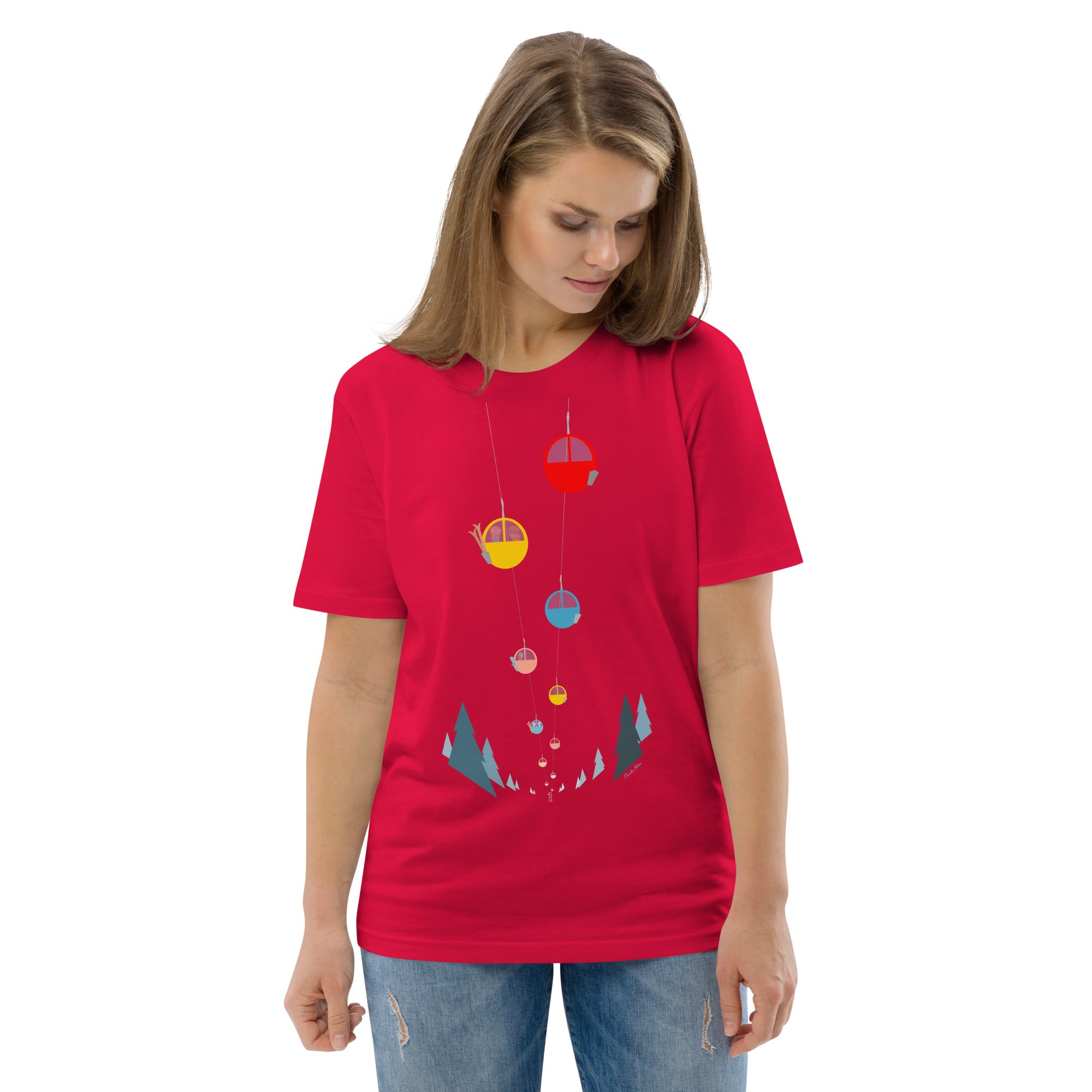 T-shirt unisexe en coton biologique Gondolas in the mist sur couleurs claires