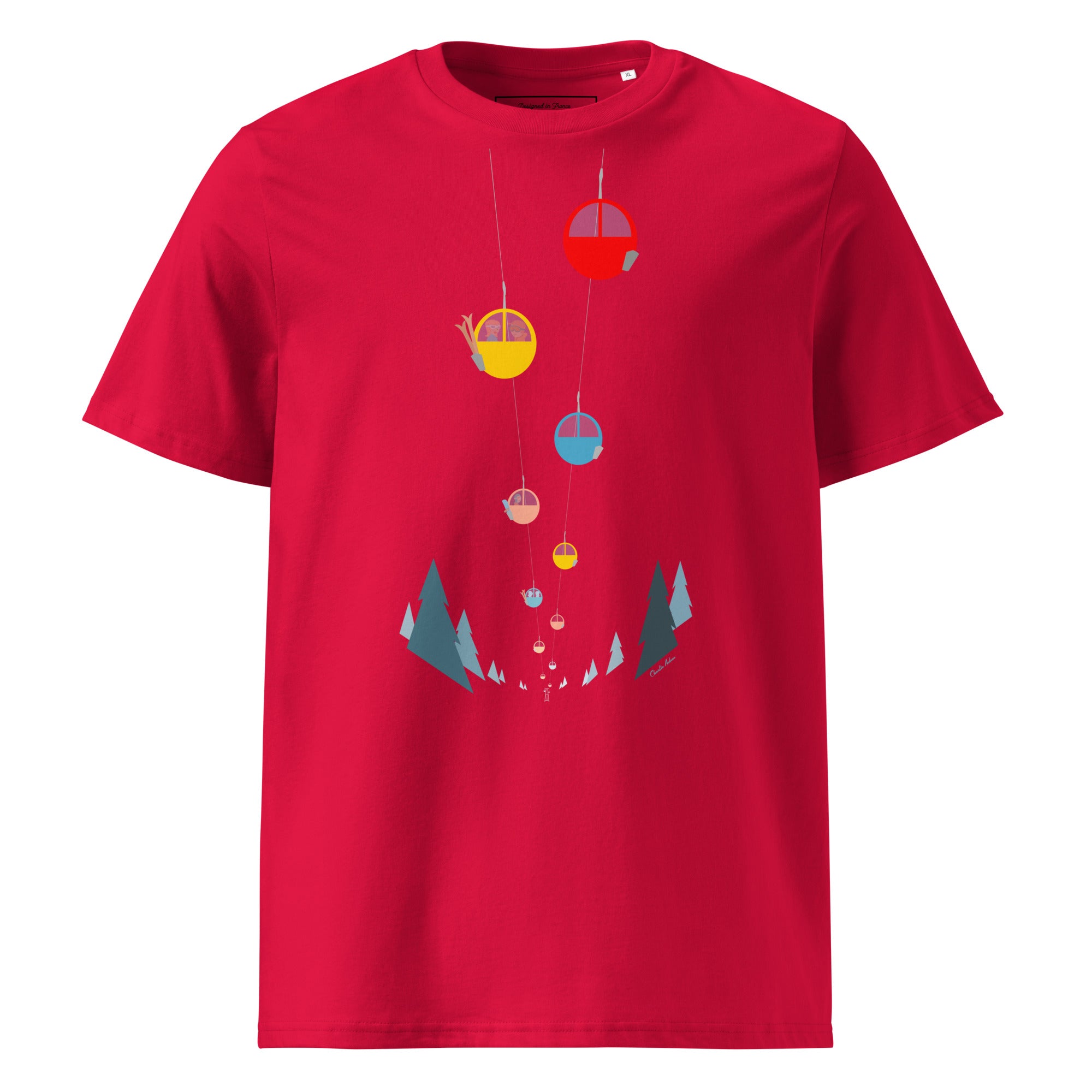 T-shirt unisexe en coton biologique Gondolas in the mist sur couleurs claires